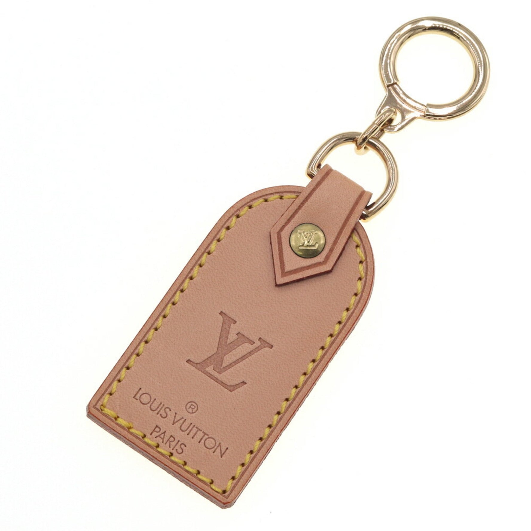 Louis Vuitton Key Ring Porte-Clés Cadou Tag Keychain Tanned Leather Metal Bag Charm