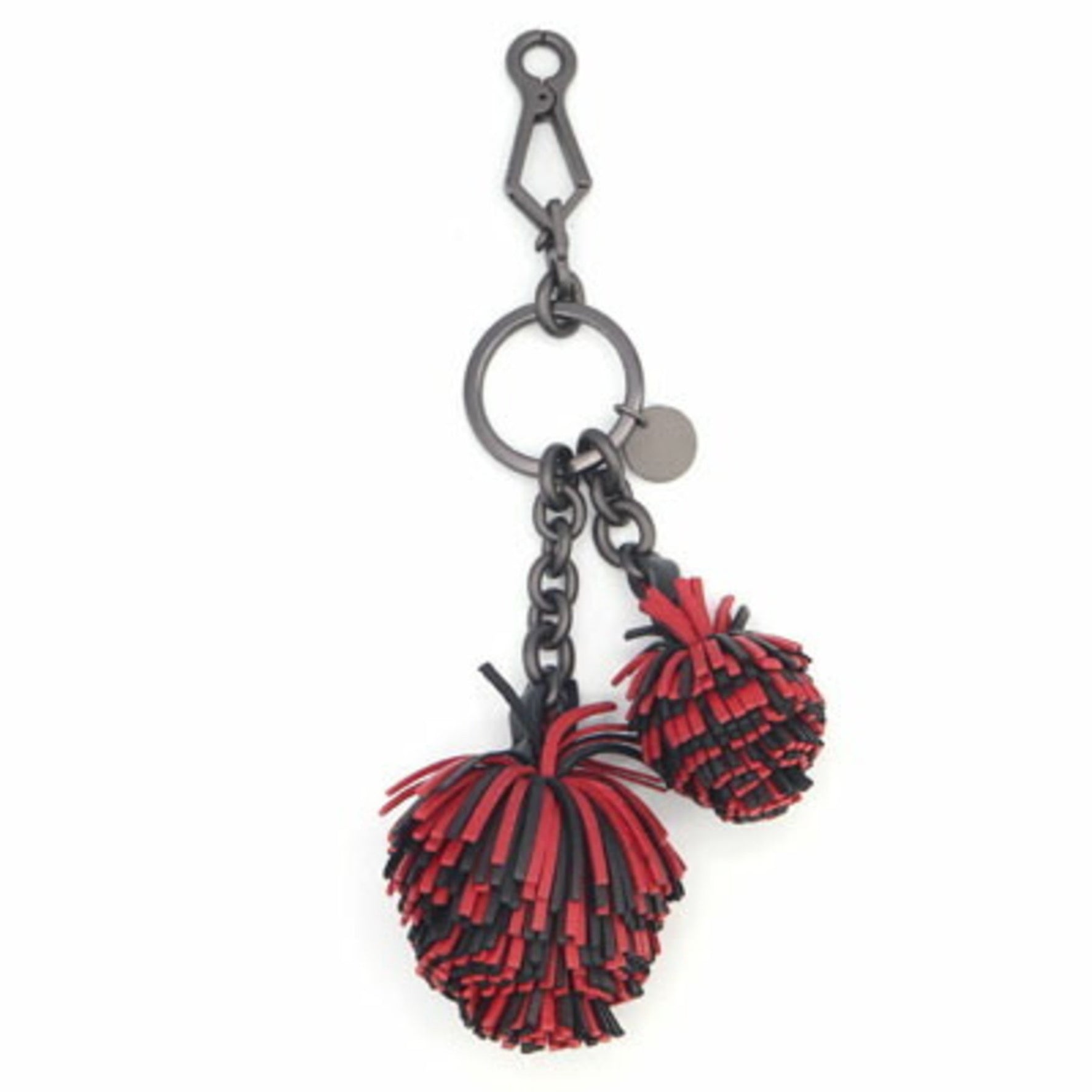 Bottega Veneta Bag Charm Red and Black Leather Keychain/Key Ring Bonbon