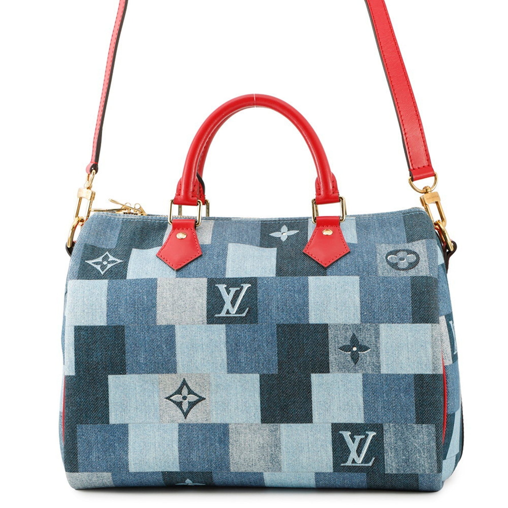 Louis Vuitton Monogram Denim Speedy Bandouliere 30 Handbag Shoulder Bag