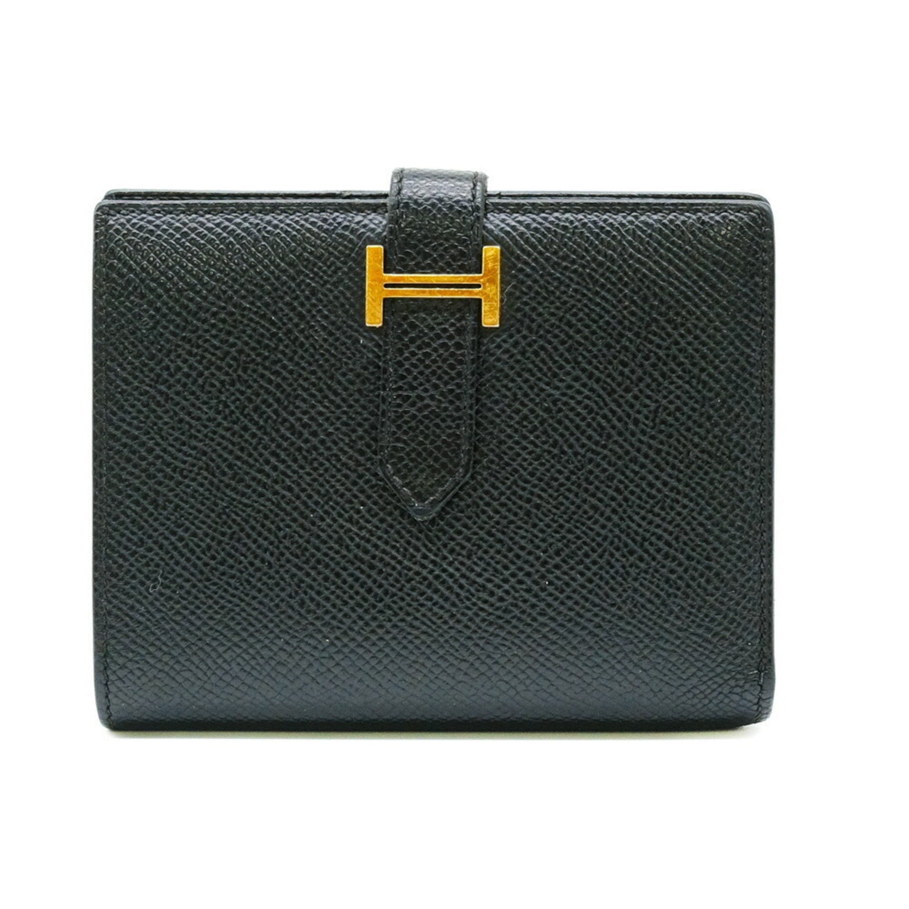 HERMES Bearn Compact Wallet Bi-fold Epsom Leather Gold