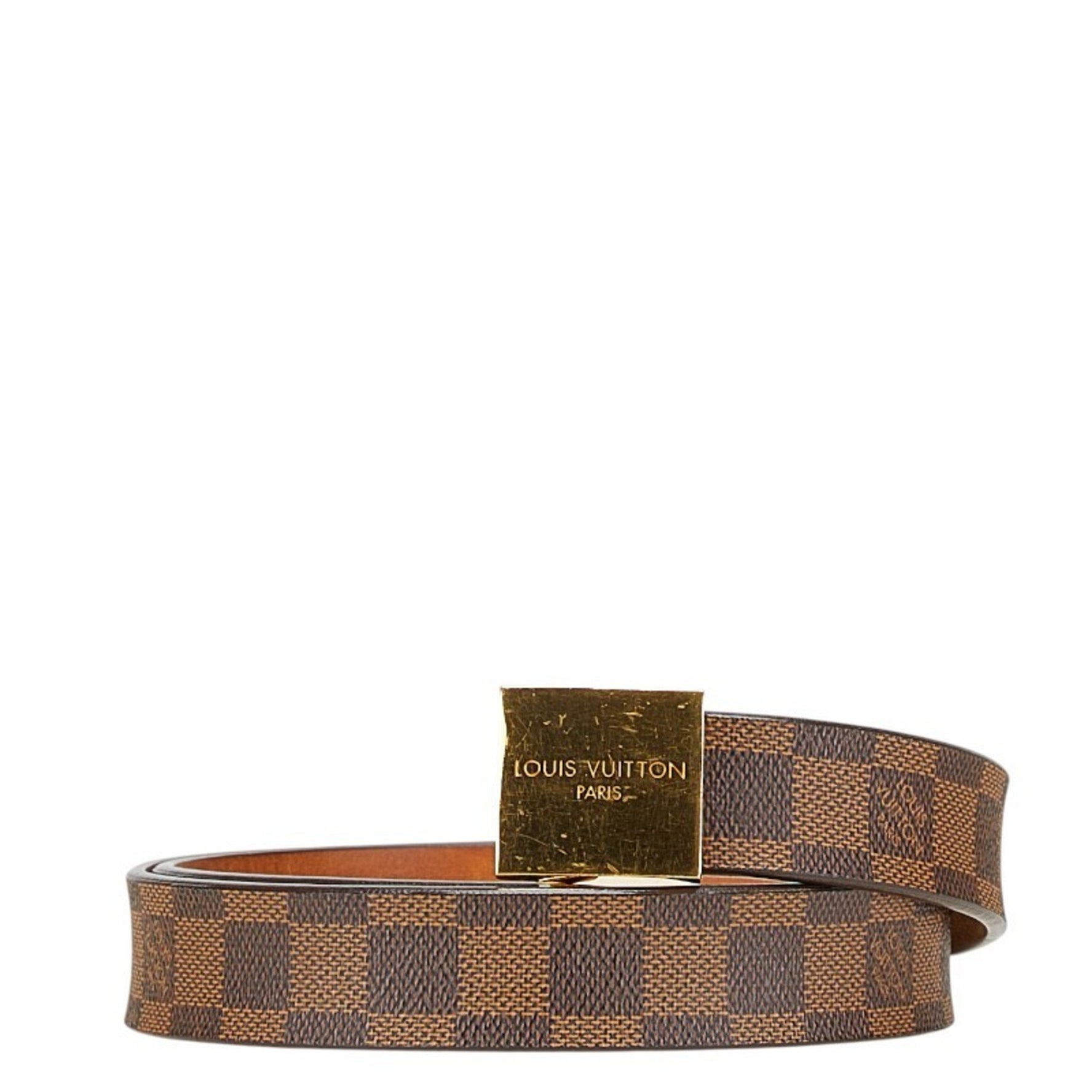 Louis Vuitton Damier Santur Carre Belt 80/32 M6802 Brown Gold Plated PVC Men's LOUIS VUITTON