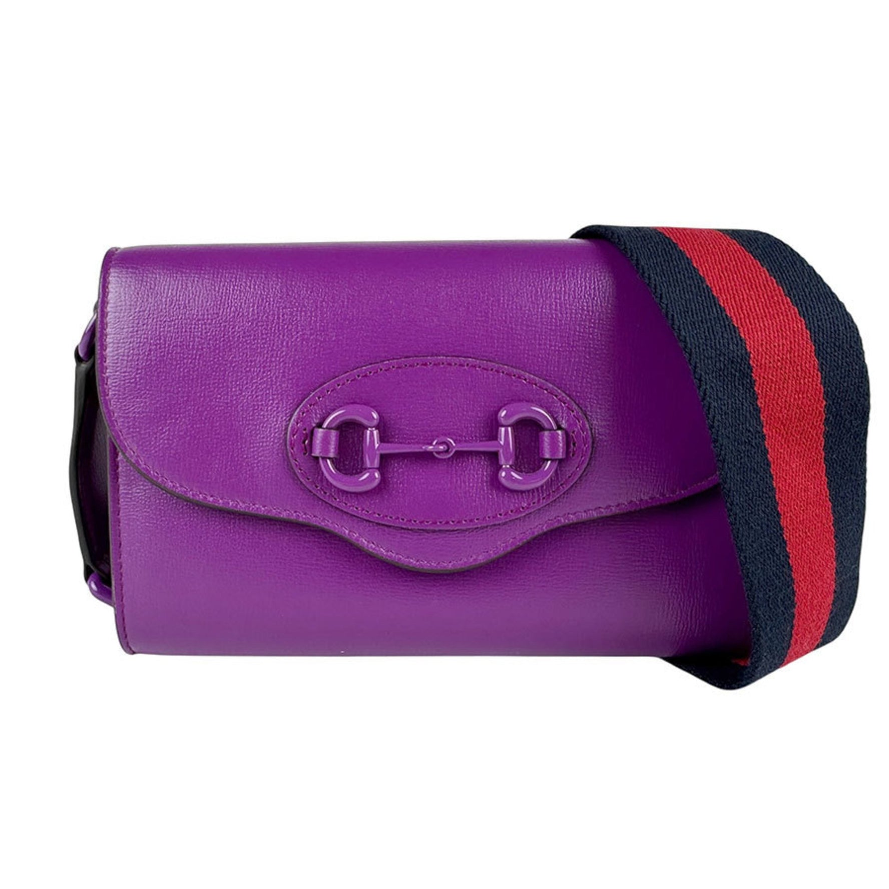Gucci Horsebit Leather Shoulder Bag in Purple, Women's, z6497