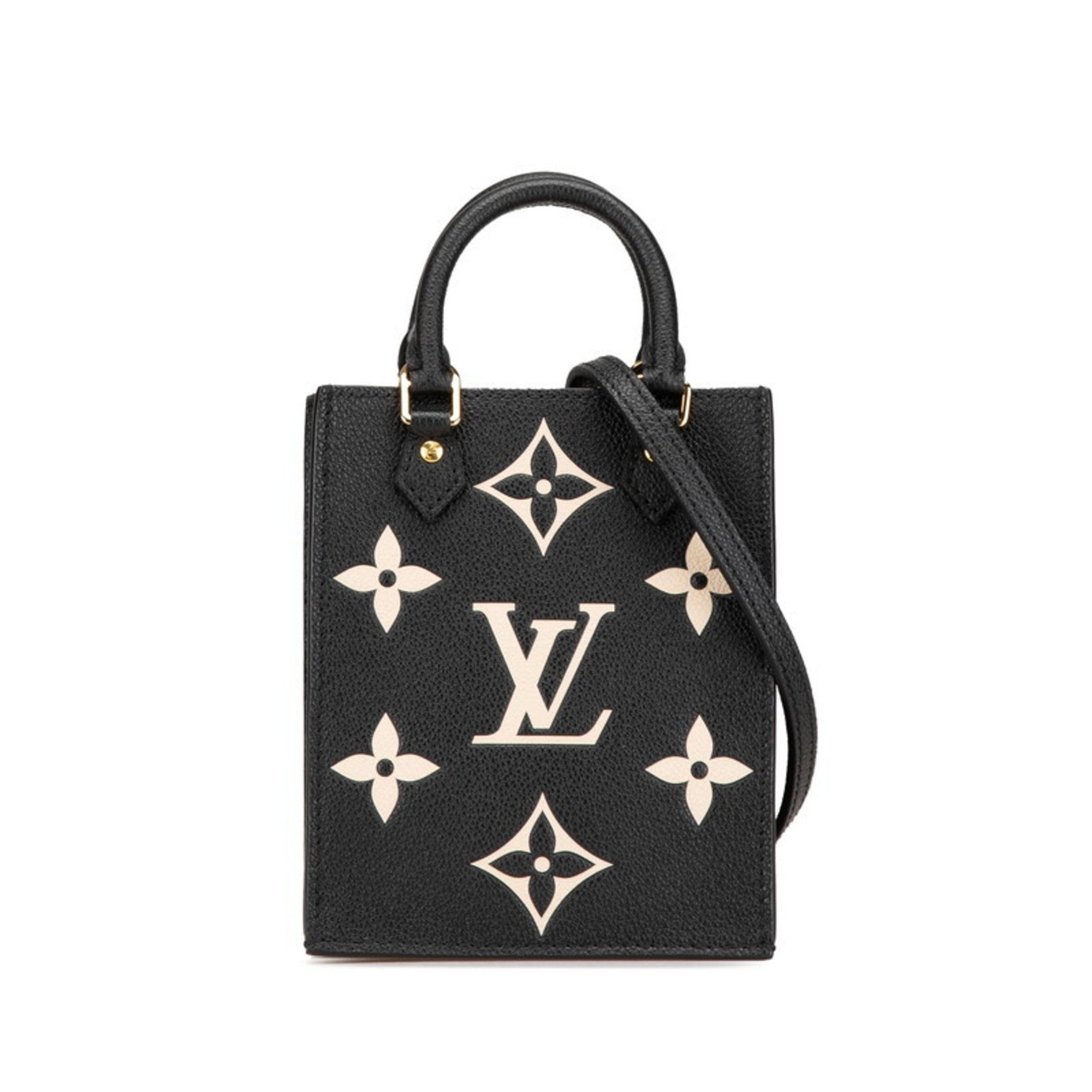 Louis Vuitton Monogram Empreinte Petite Sac Plat Handbag Shoulder Bag Noir Black Calf Leather