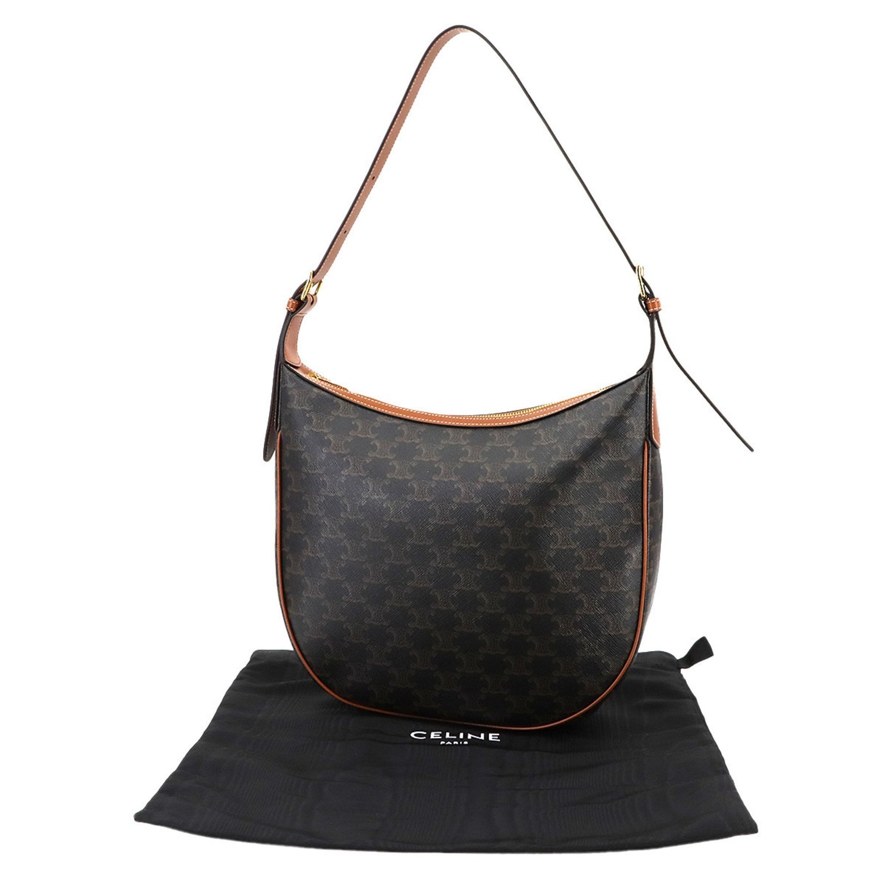 Celine Triomphe Heloise Shoulder Bag, Tan Leather with Gold Hardware