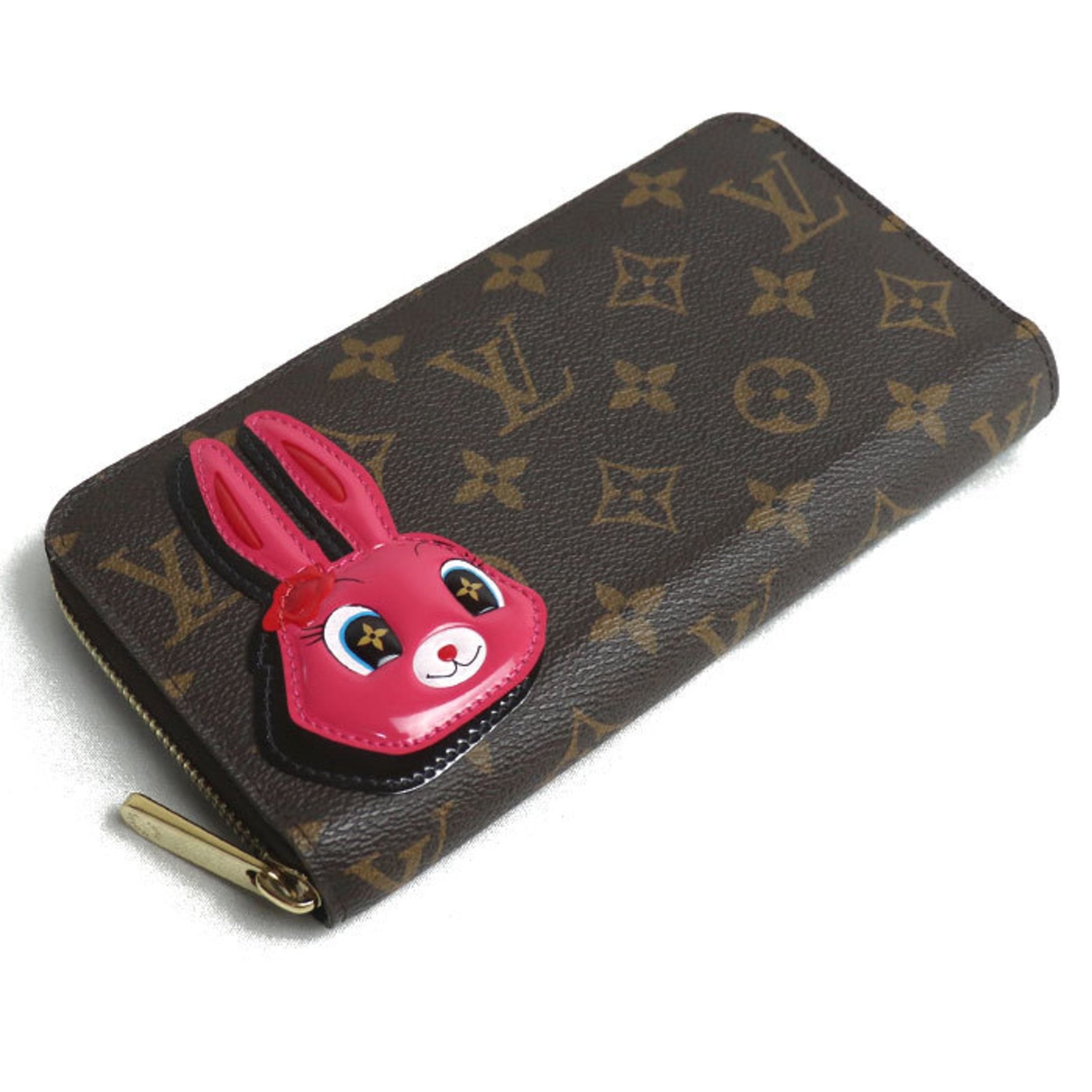 LOUIS VUITTON Animogram Zippy Wallet, Round, Monogram, Brown, Multicolor, IC Chip
