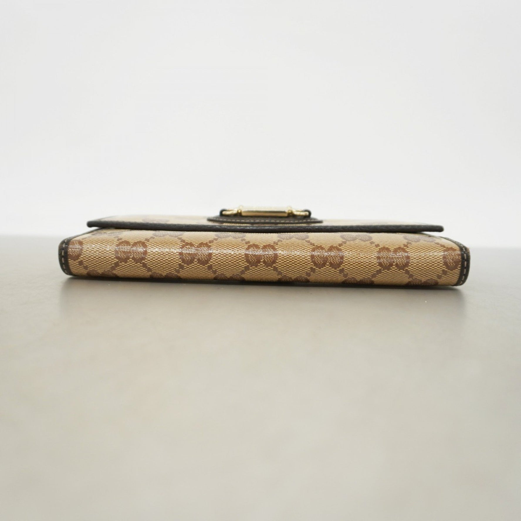 Gucci Long Wallet with GG Crystal 231841, Coated Canvas, Beige and Brown, Women's