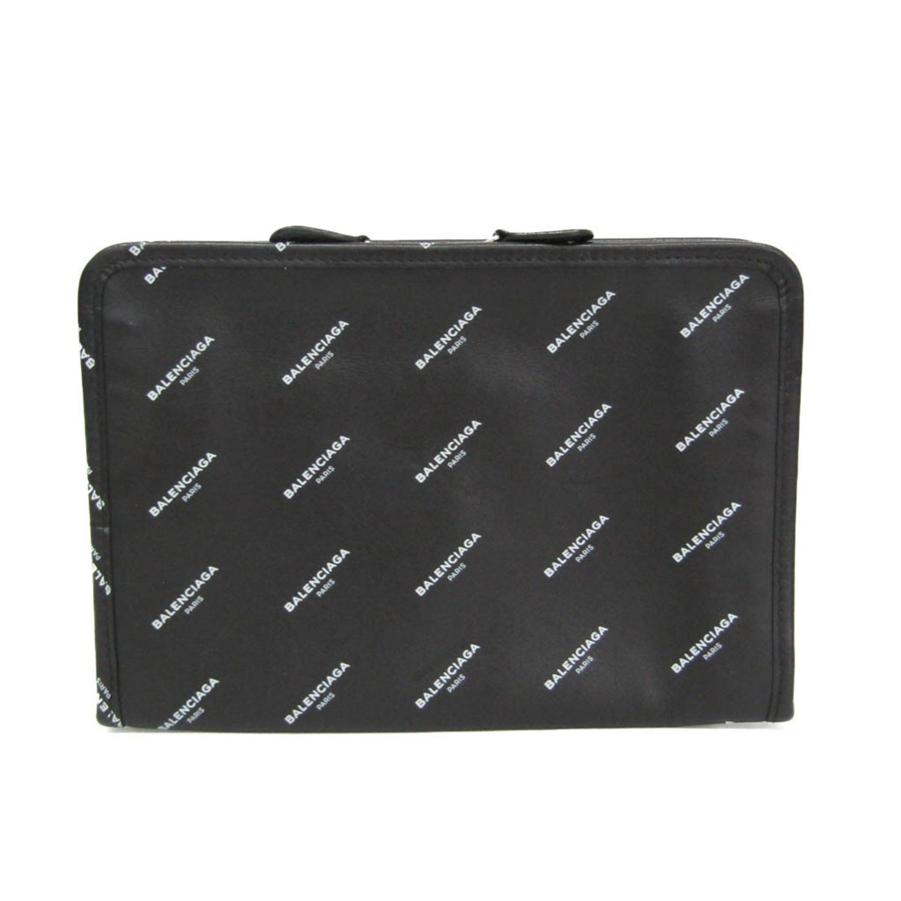 Balenciaga Logo Print Men,Women Leather Clutch Bag,Pouch