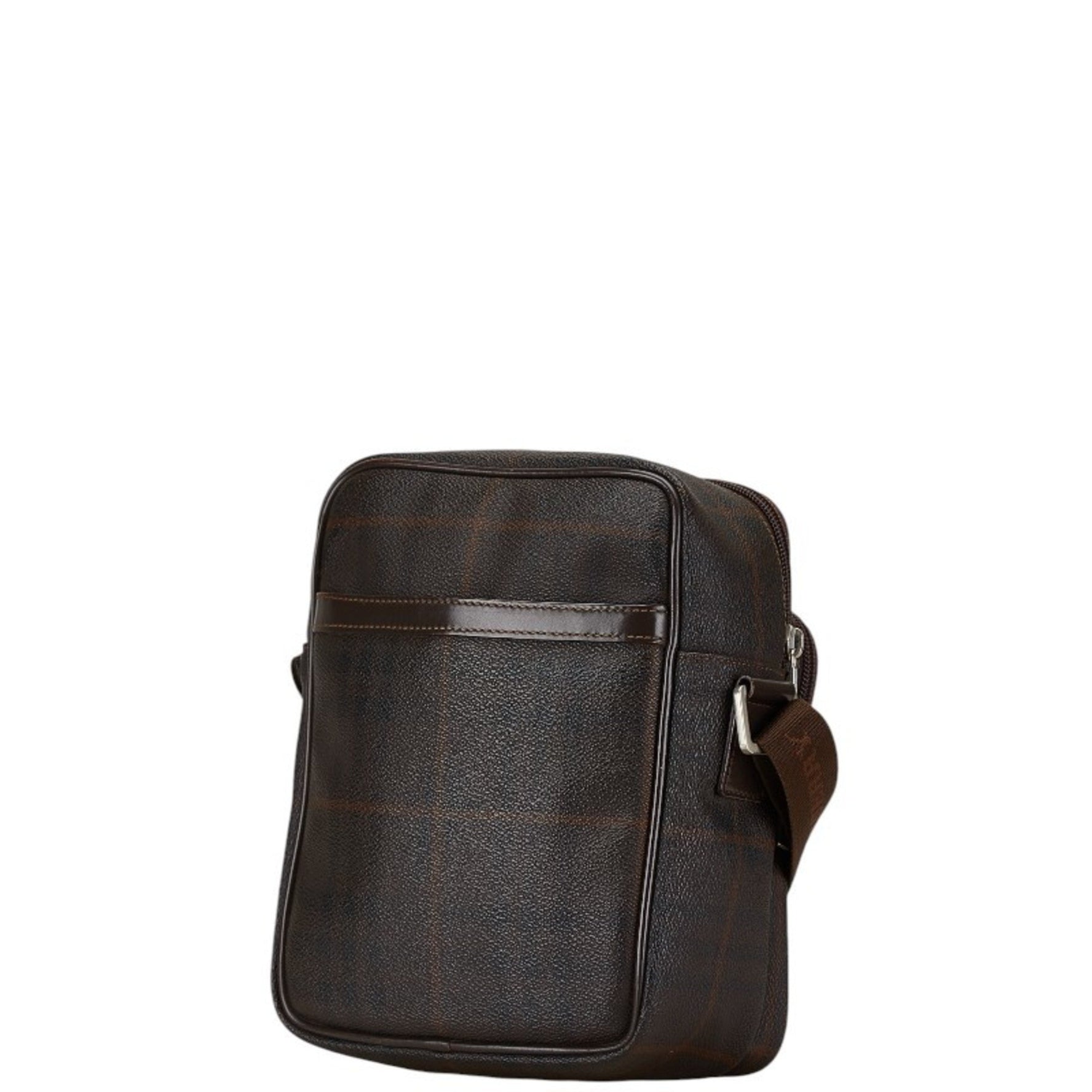 Burberry Check Shoulder Bag Brown PVC Leather Women's BURBERRY