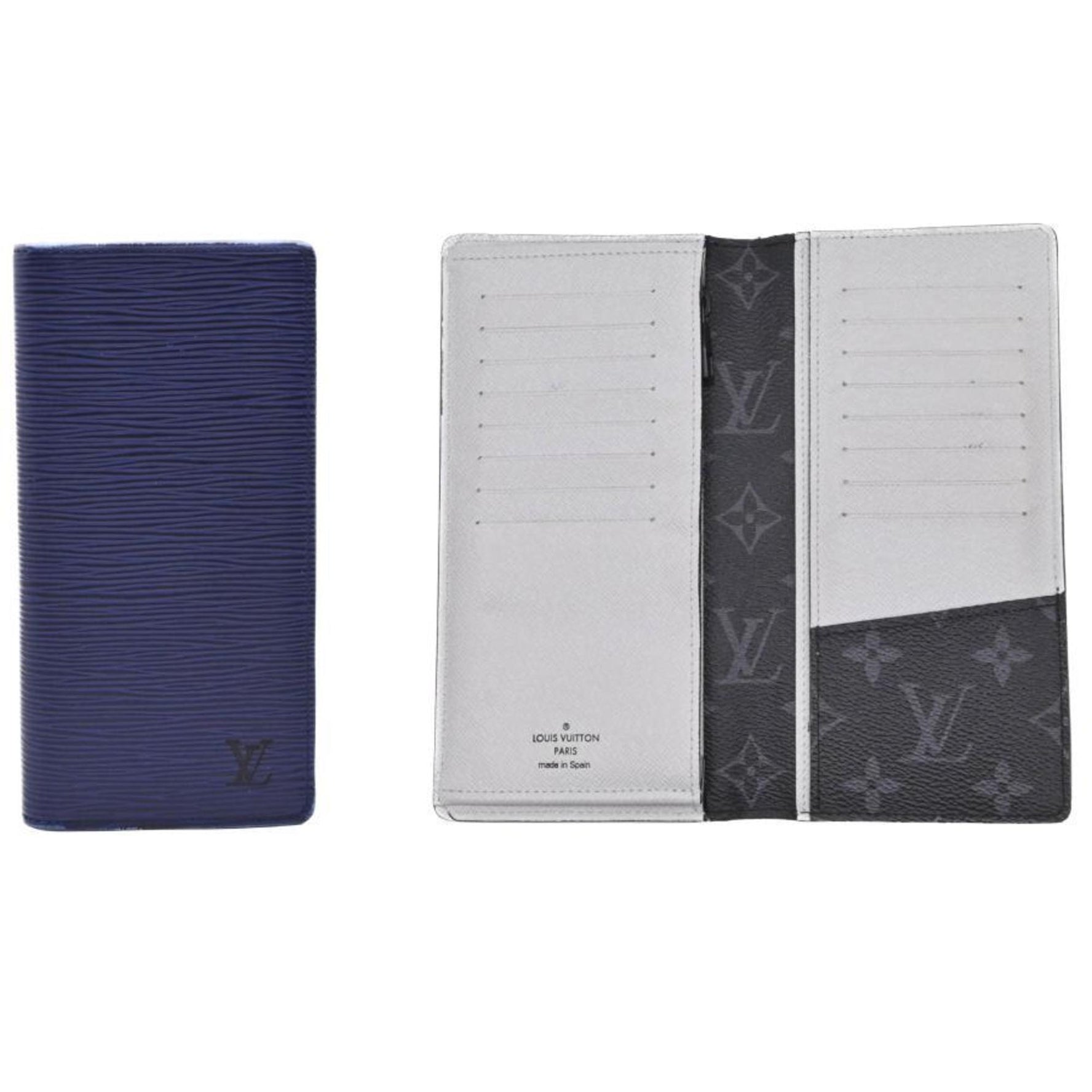 Louis Vuitton Portefeuille Brazza Epi Leather Long Wallet Blue White IC Chip