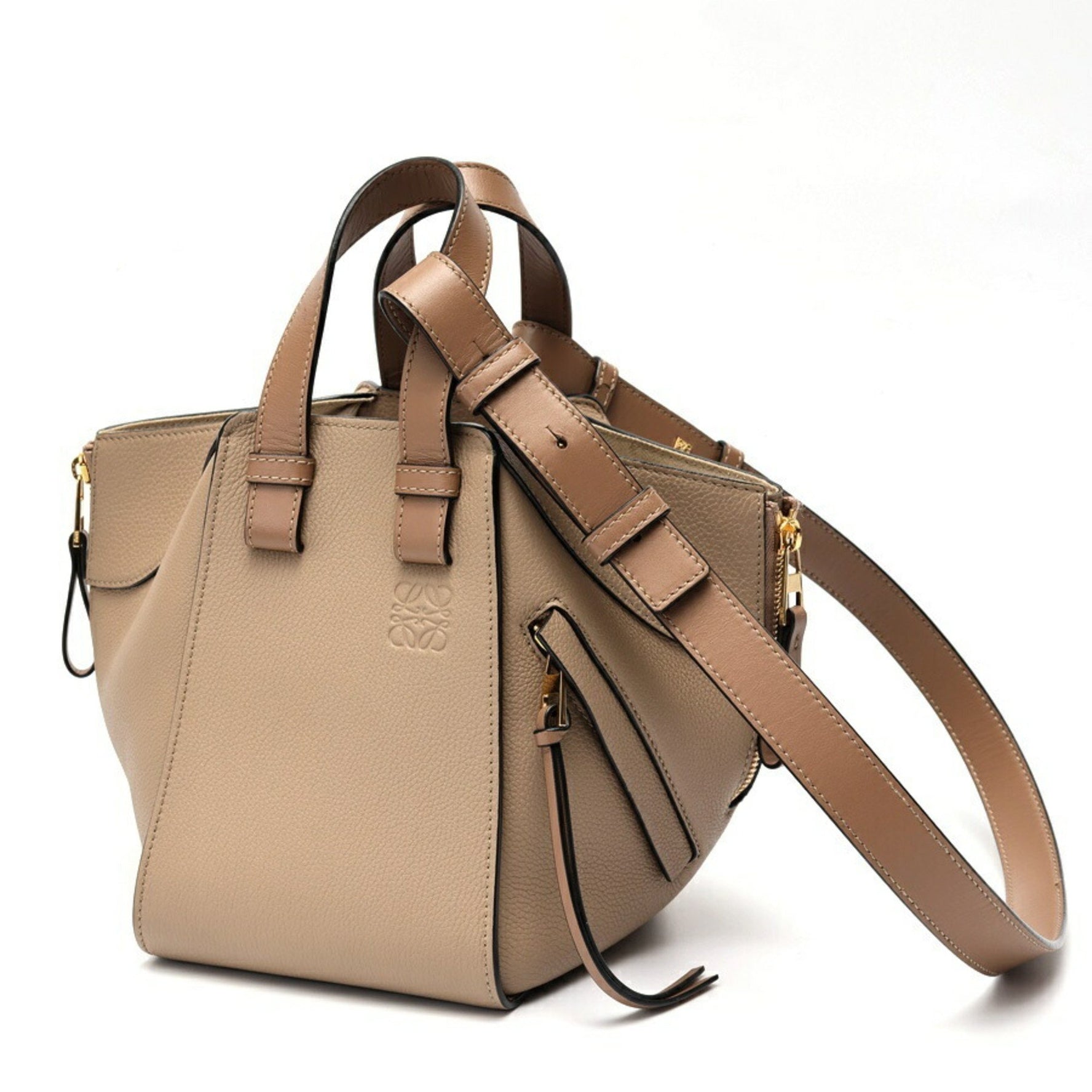 LOEWE Hammock Bag Compact Soft Grain Calfskin (Greige)