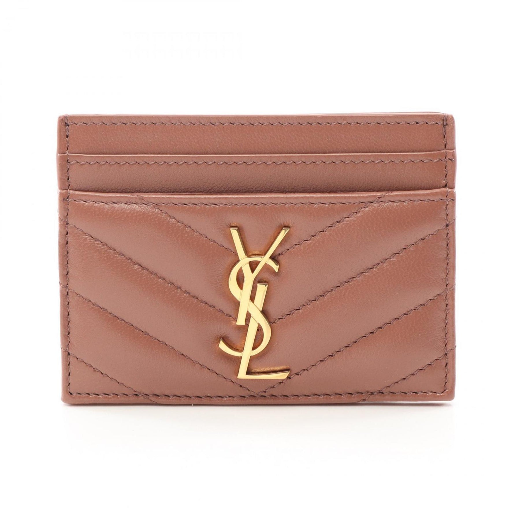 Saint Laurent YSL Monogram Business Card Holder/Card Case Leather Women's Pink 423291AA45922