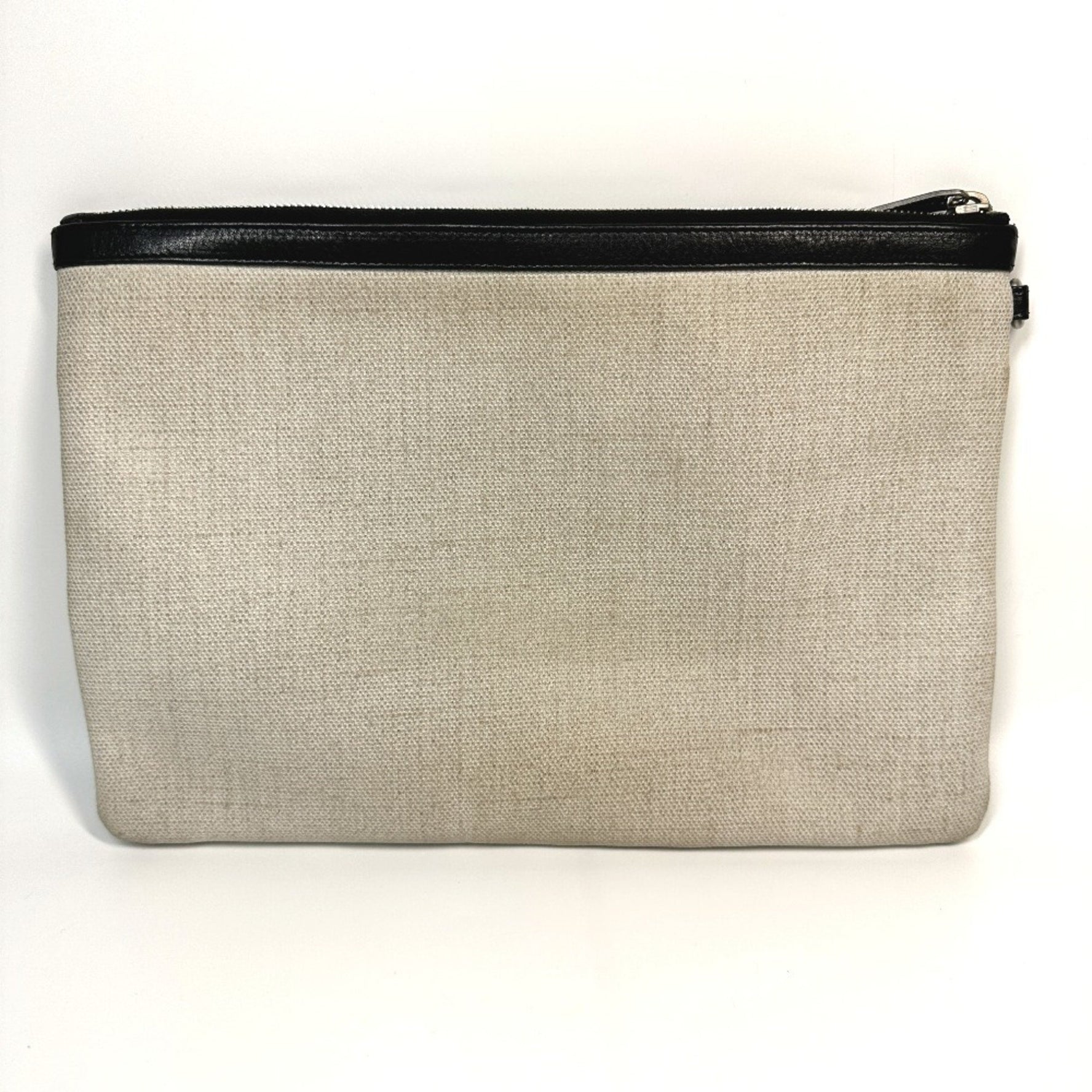SAINT LAURENT Saint Laurent Paris Pouch RIVE GAUCHE Clutch Bag Coated Canvas Leather Men's Grey