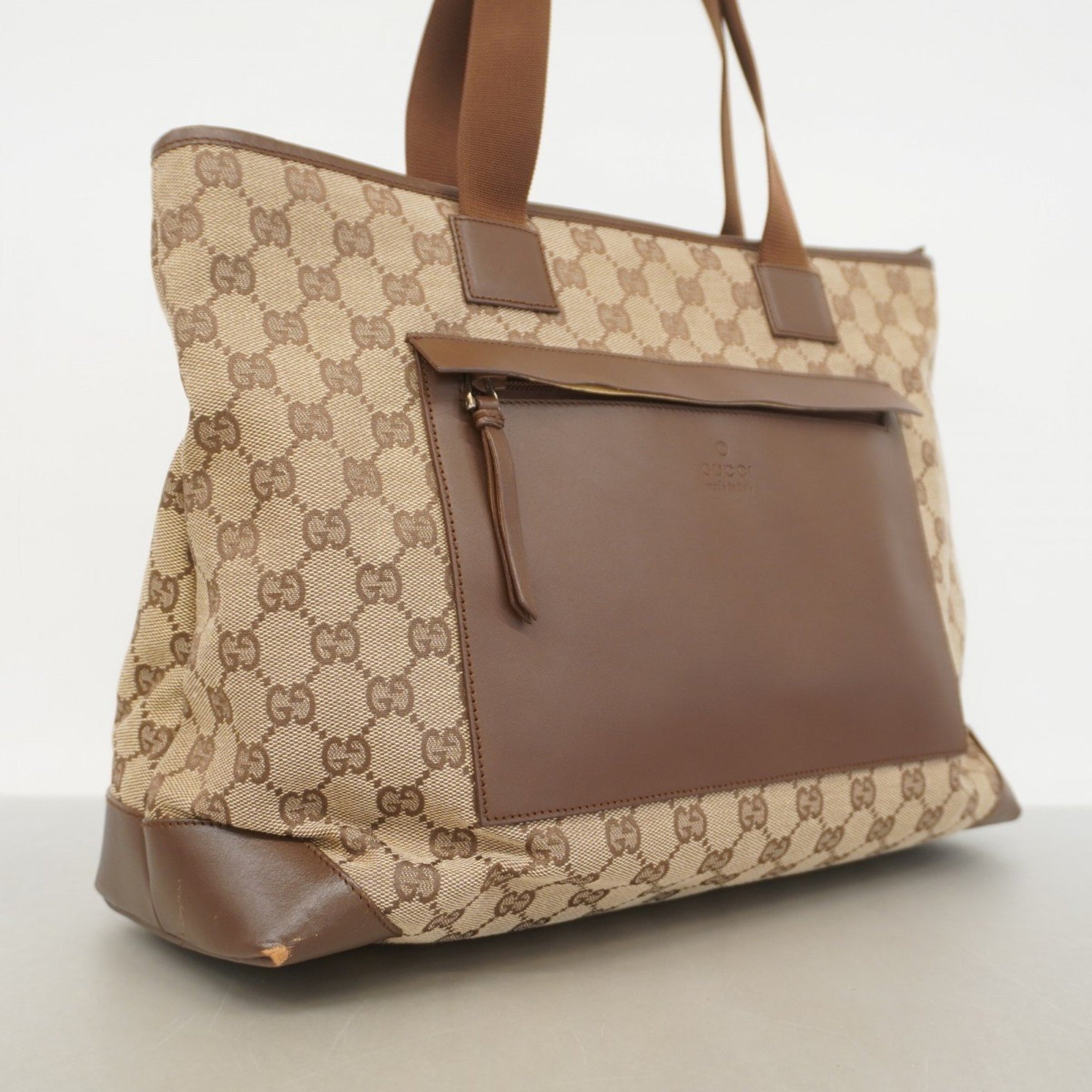 Gucci Tote Bag GG Canvas Brown Beige Champagne