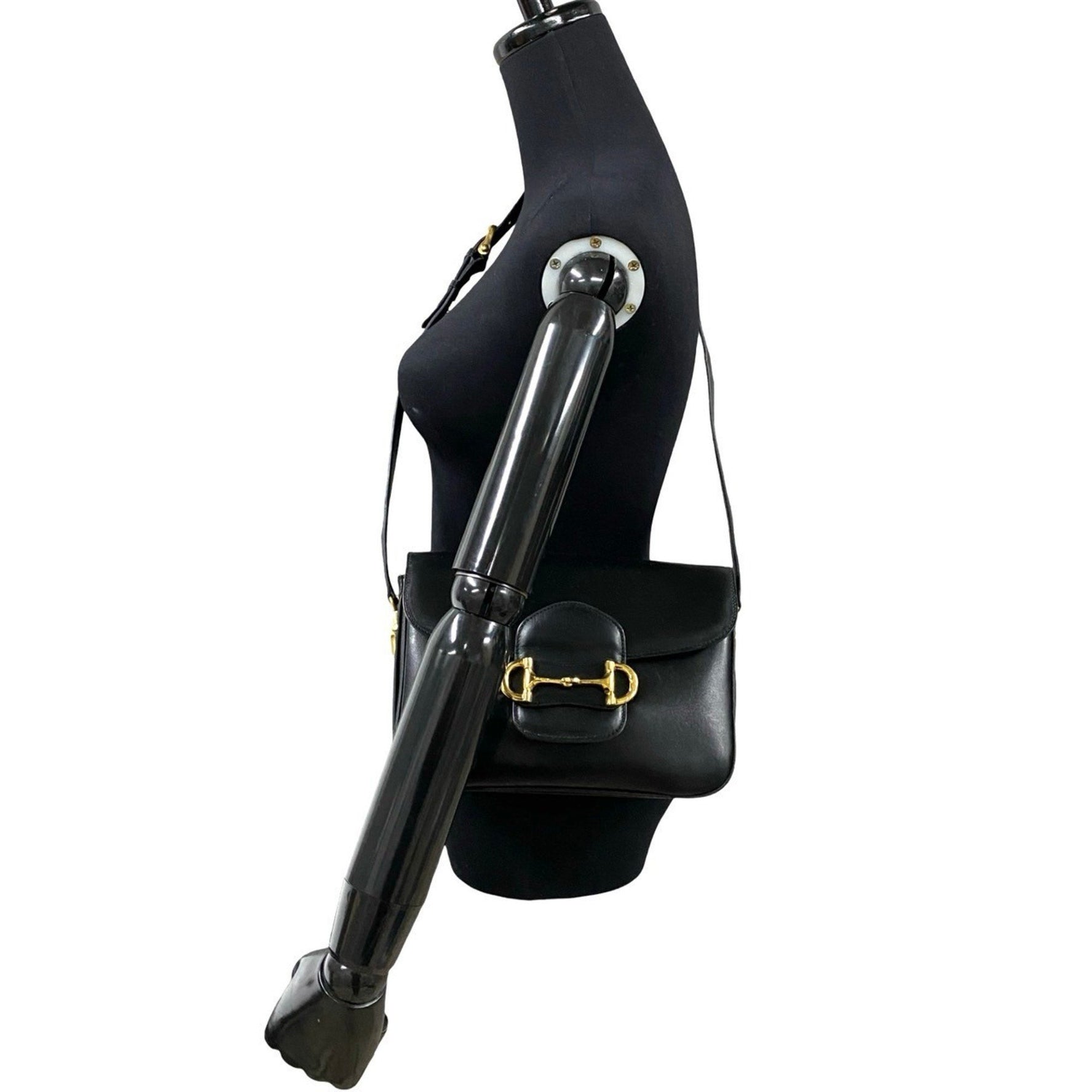 CELINE Horsebit Leather Shoulder Bag/Pochette/Sacoche in