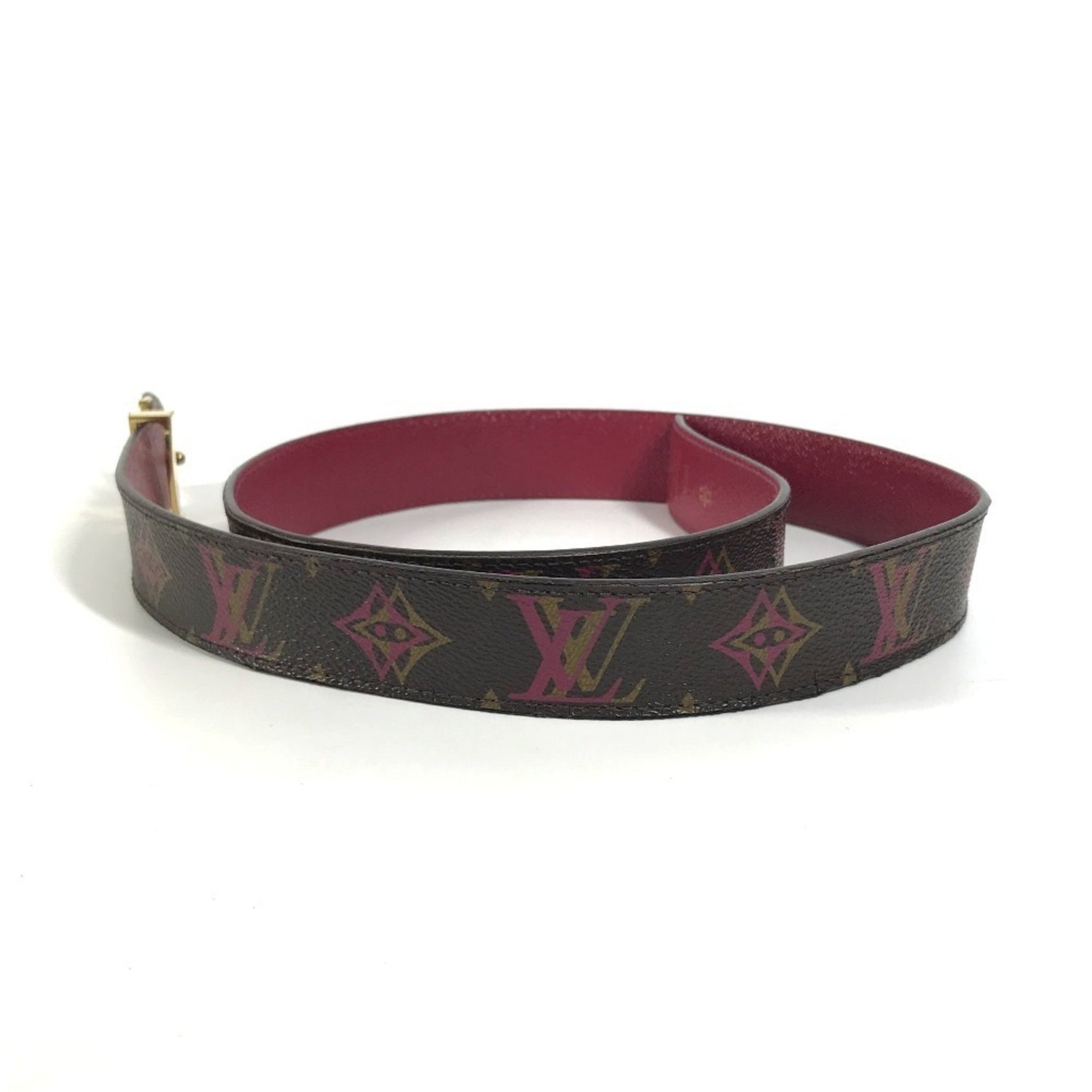 Louis Vuitton Monogram Santur LV Buckle Belt Canvas Brown