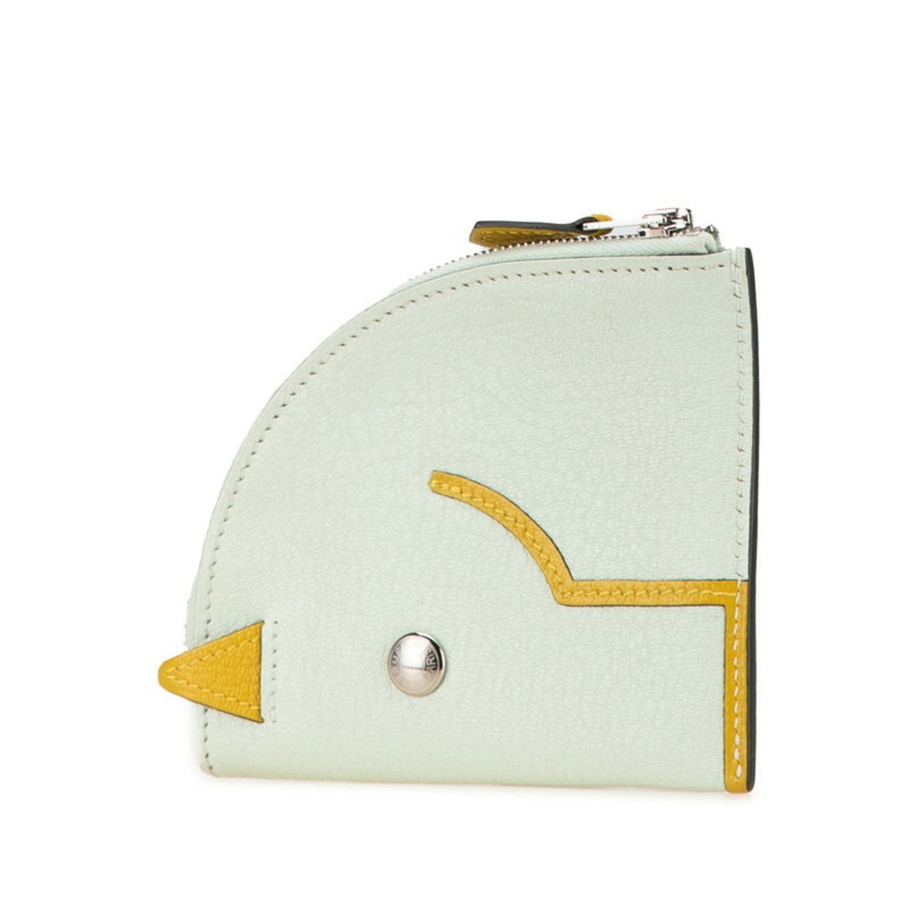Hermes Paddock Coin Case Vert Fizz Cumin Chevre Women's HERMES