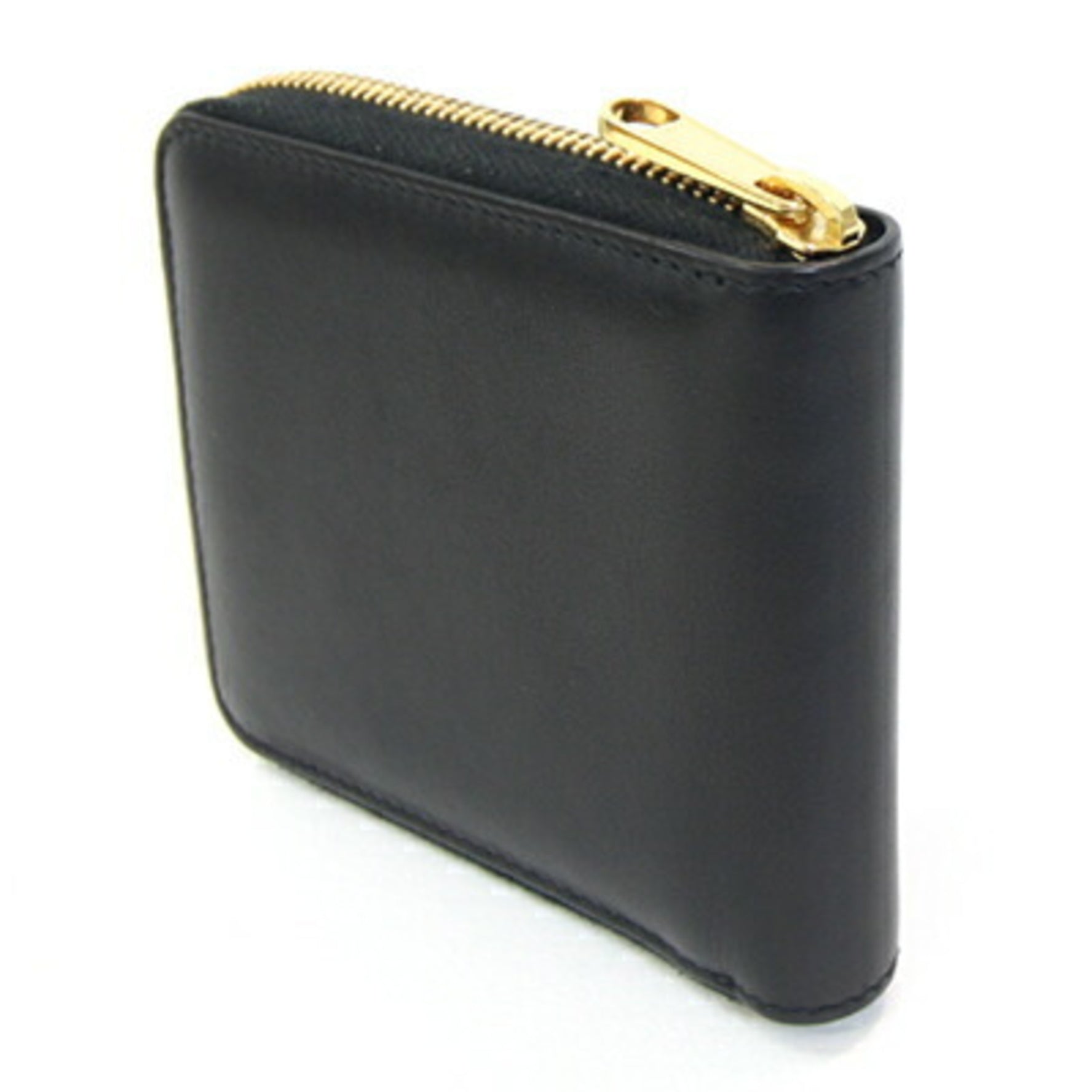 Gucci Round Bi-fold Wallet Black Ivory Leather Compact Zip