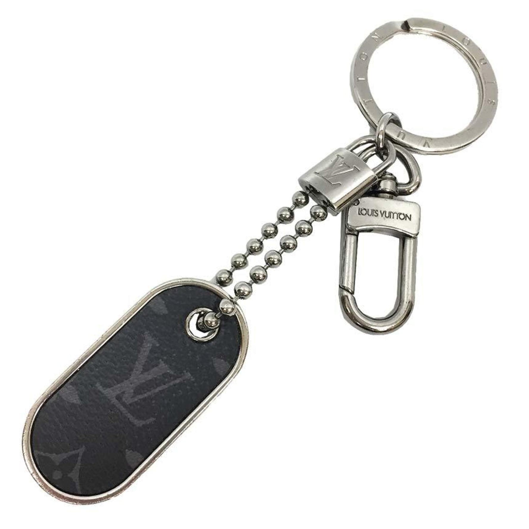 Louis Vuitton Monogram Eclipse Portocle Tab ID Keychain Keyring Bag Charm