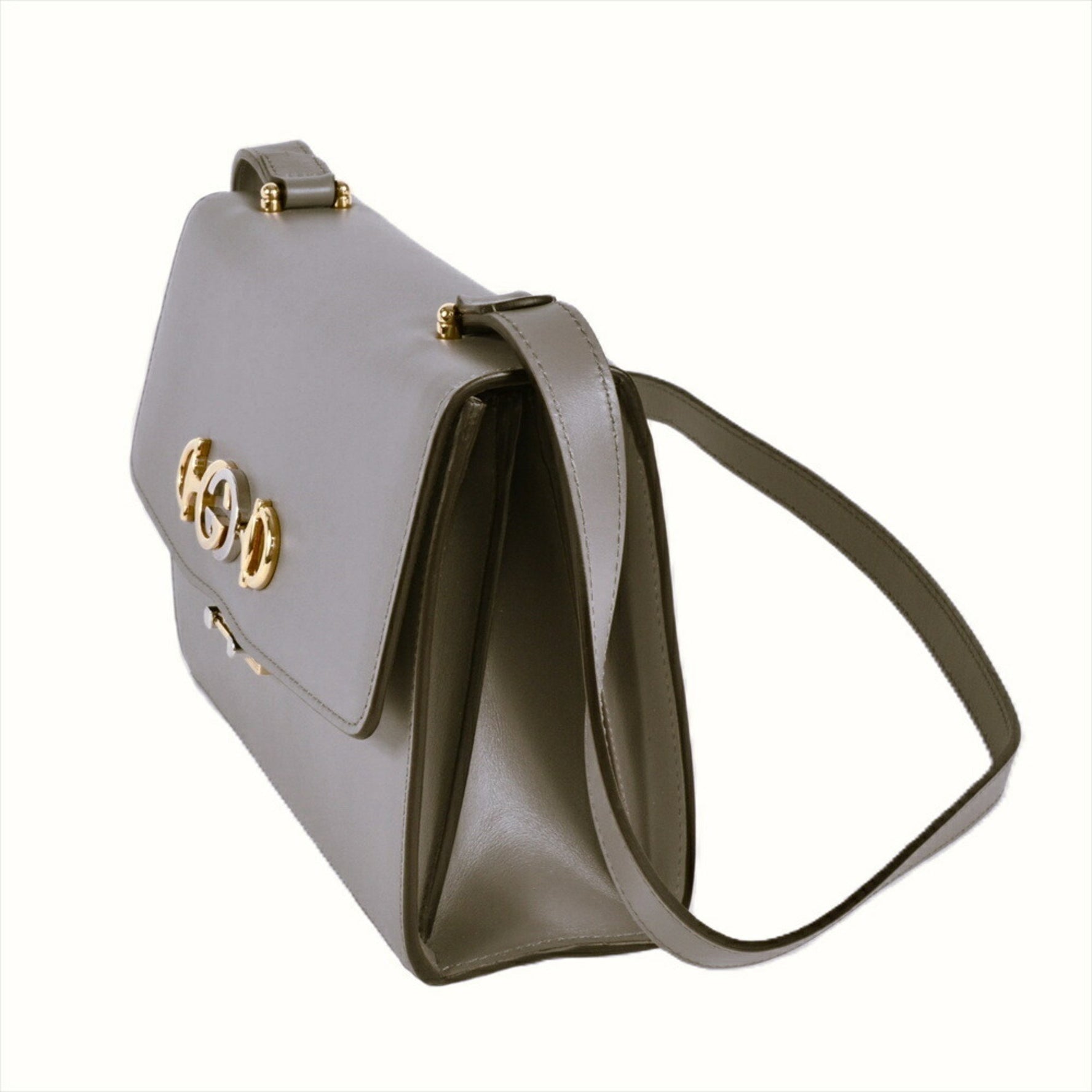 GUCCI Zumi Shoulder Bag Leather Grey