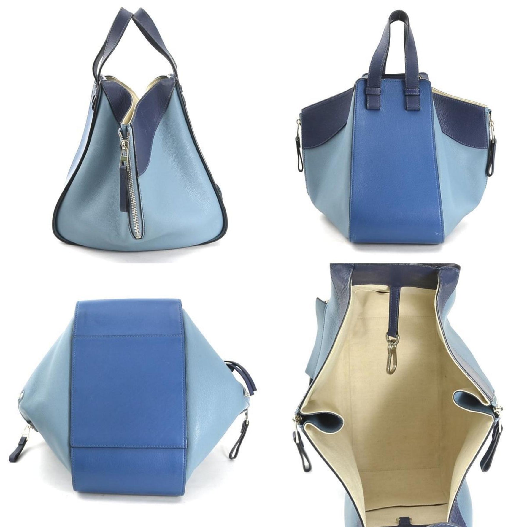 LOEWE handbag shoulder bag hammock leather blue navy silver ladies