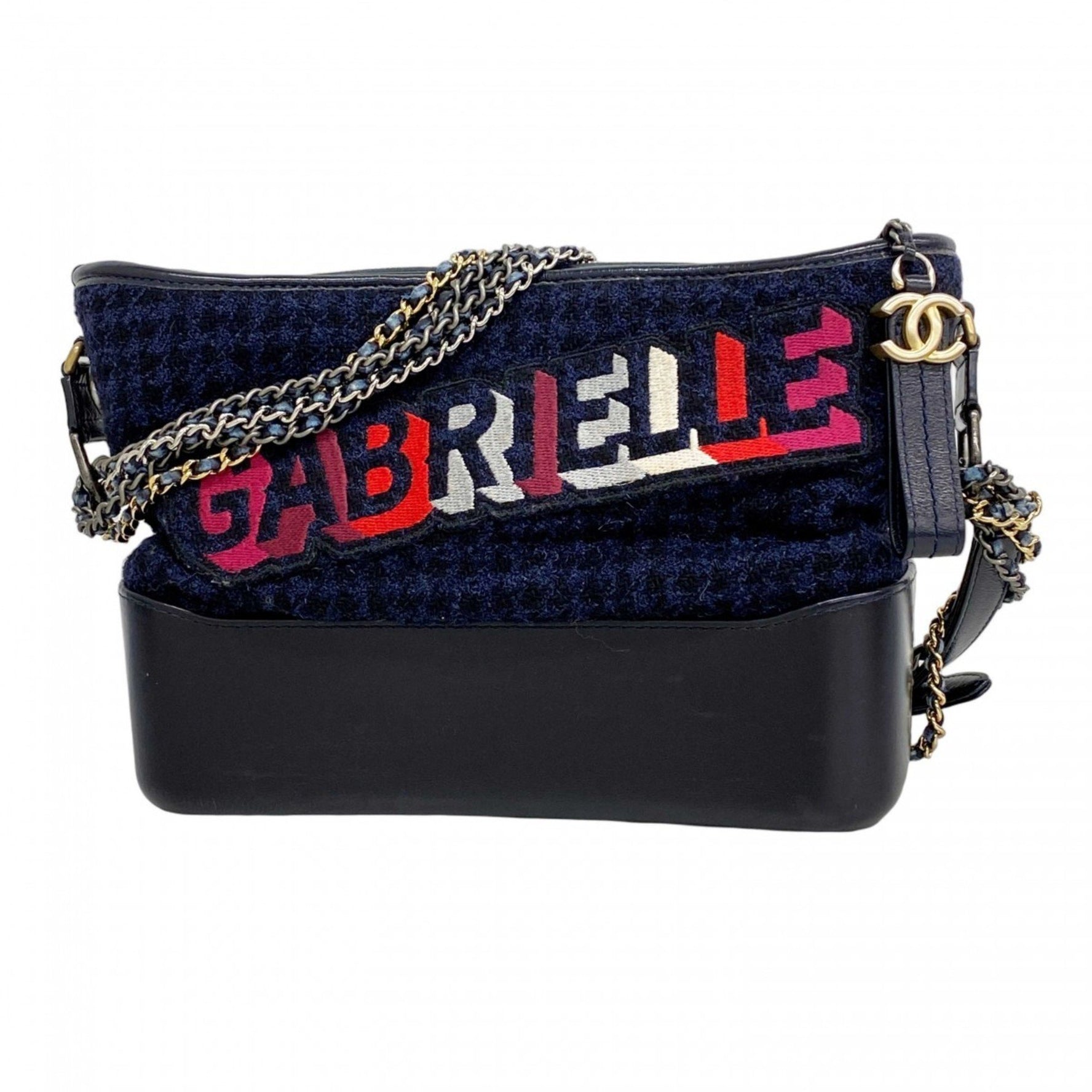 Chanel Gabriel Tweed and Calfskin Chain Shoulder Bag