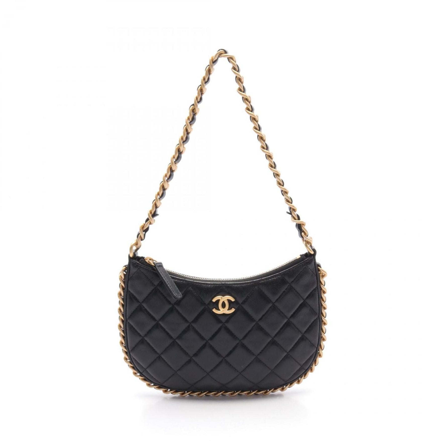 CHANEL Matelasse Shoulder Bag Leather Women's Black AP3486