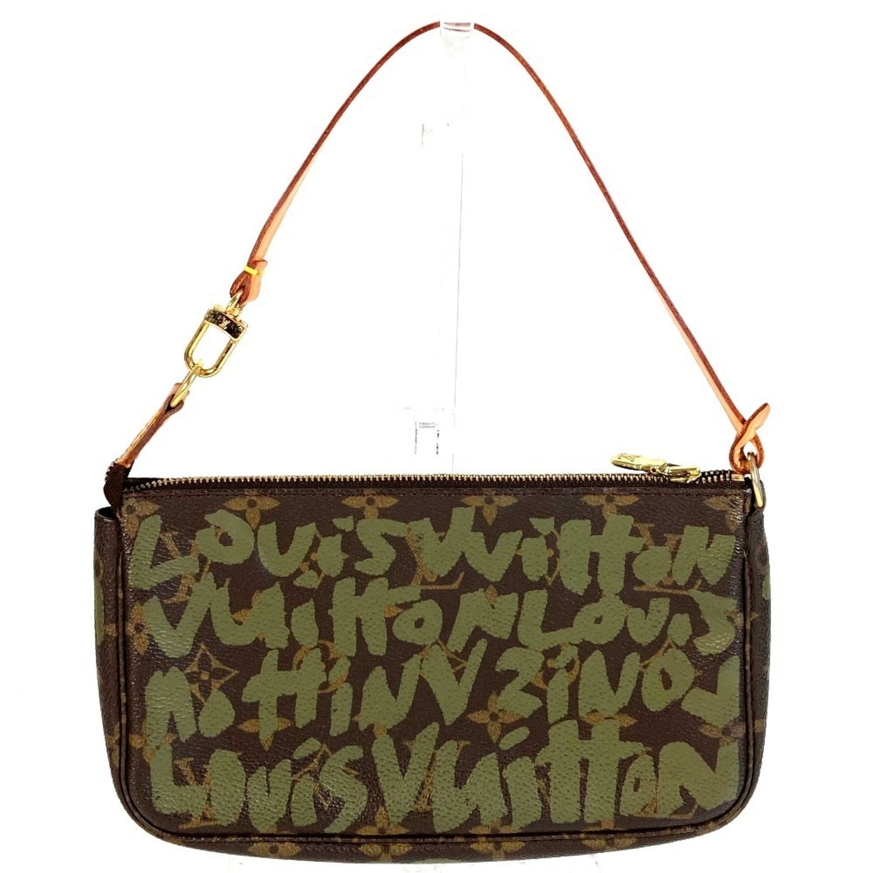 LOUIS VUITTON Monogram Graffiti Pochette Accessory Pouch, Handbag/Shoulder Bag, Canvas, Khaki