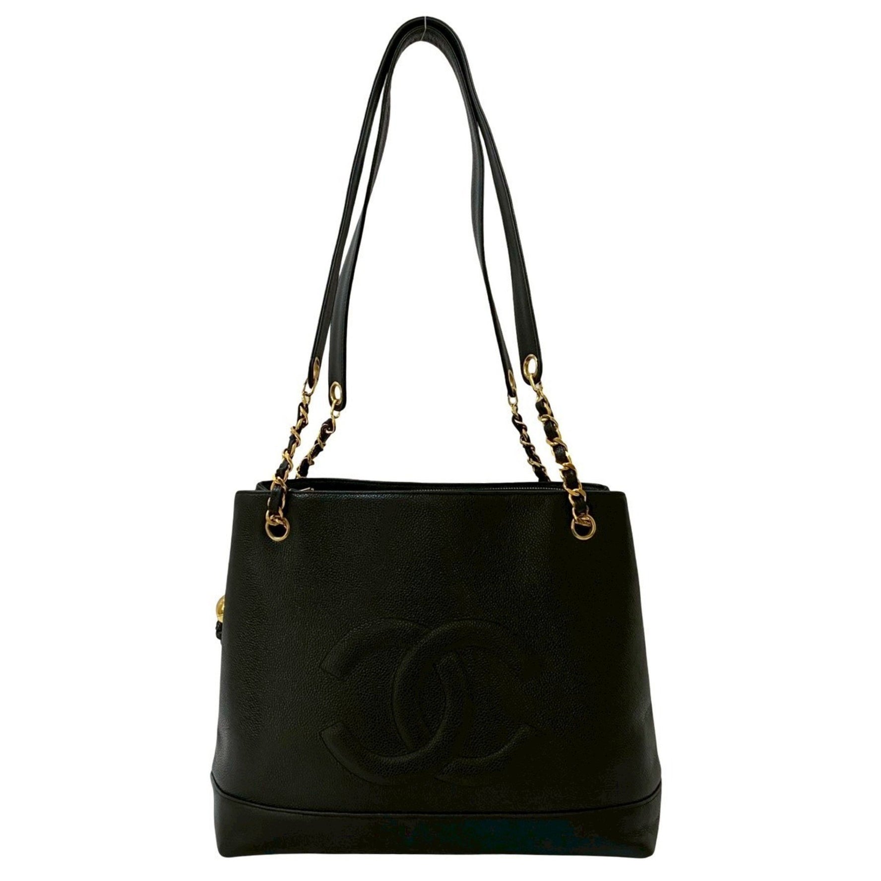 CHANEL Coco Mark Caviar Skin Tote Bag, Semi-Shoulder Handbag