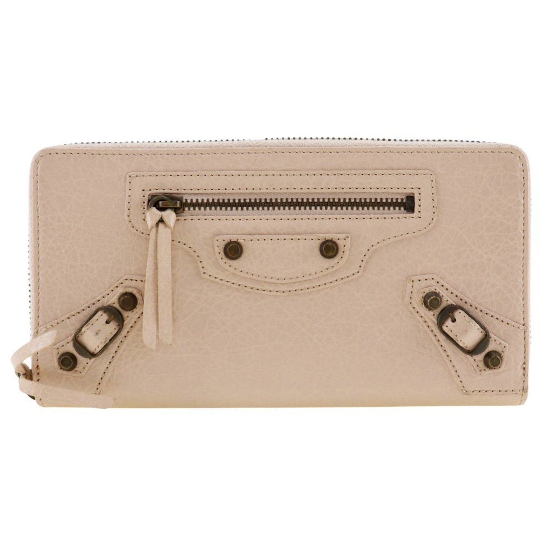BALENCIAGA Classic Continental Long Wallet Calf Beige Pink Women's