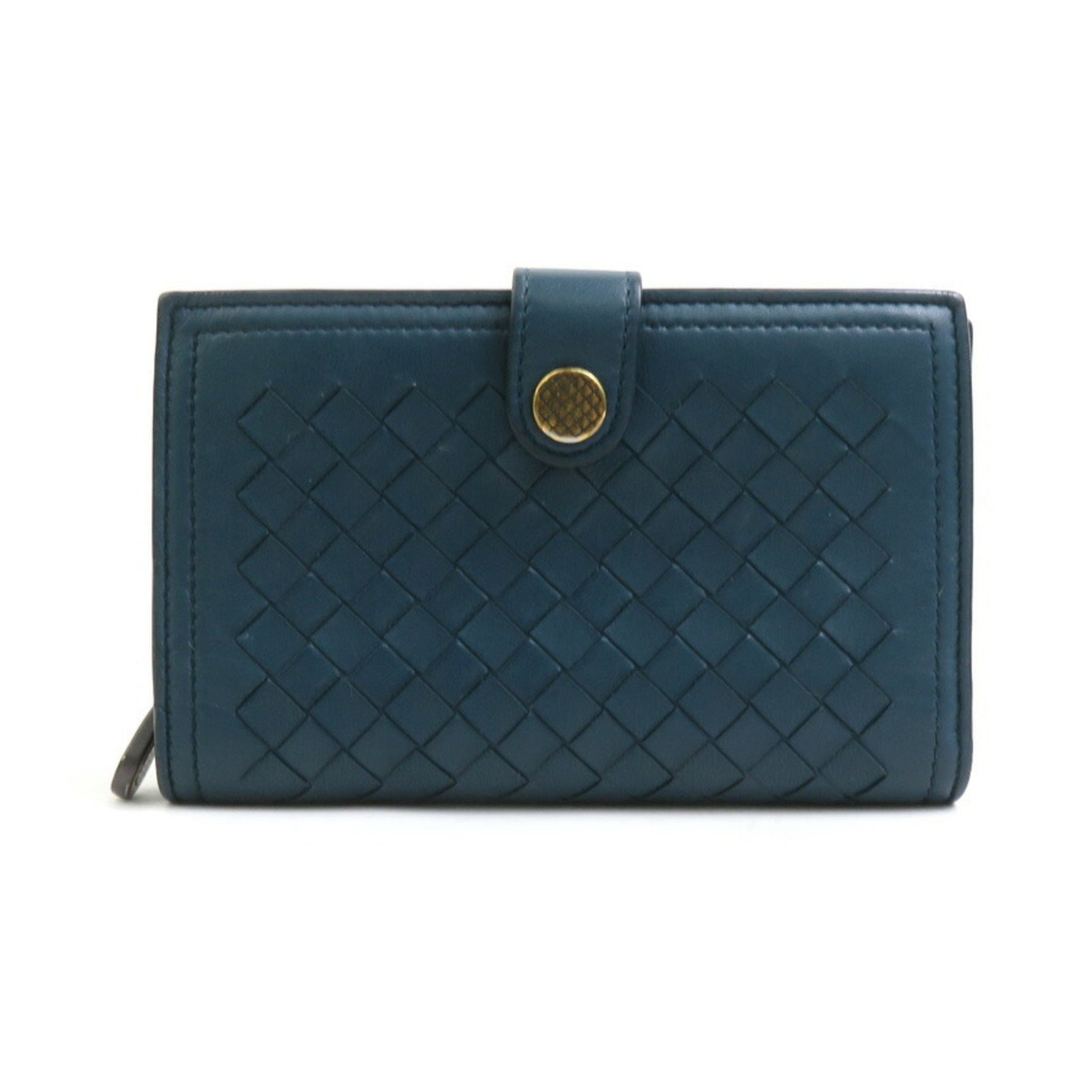 Bottega Veneta bifold wallet in intrecciato leather green-blue item number