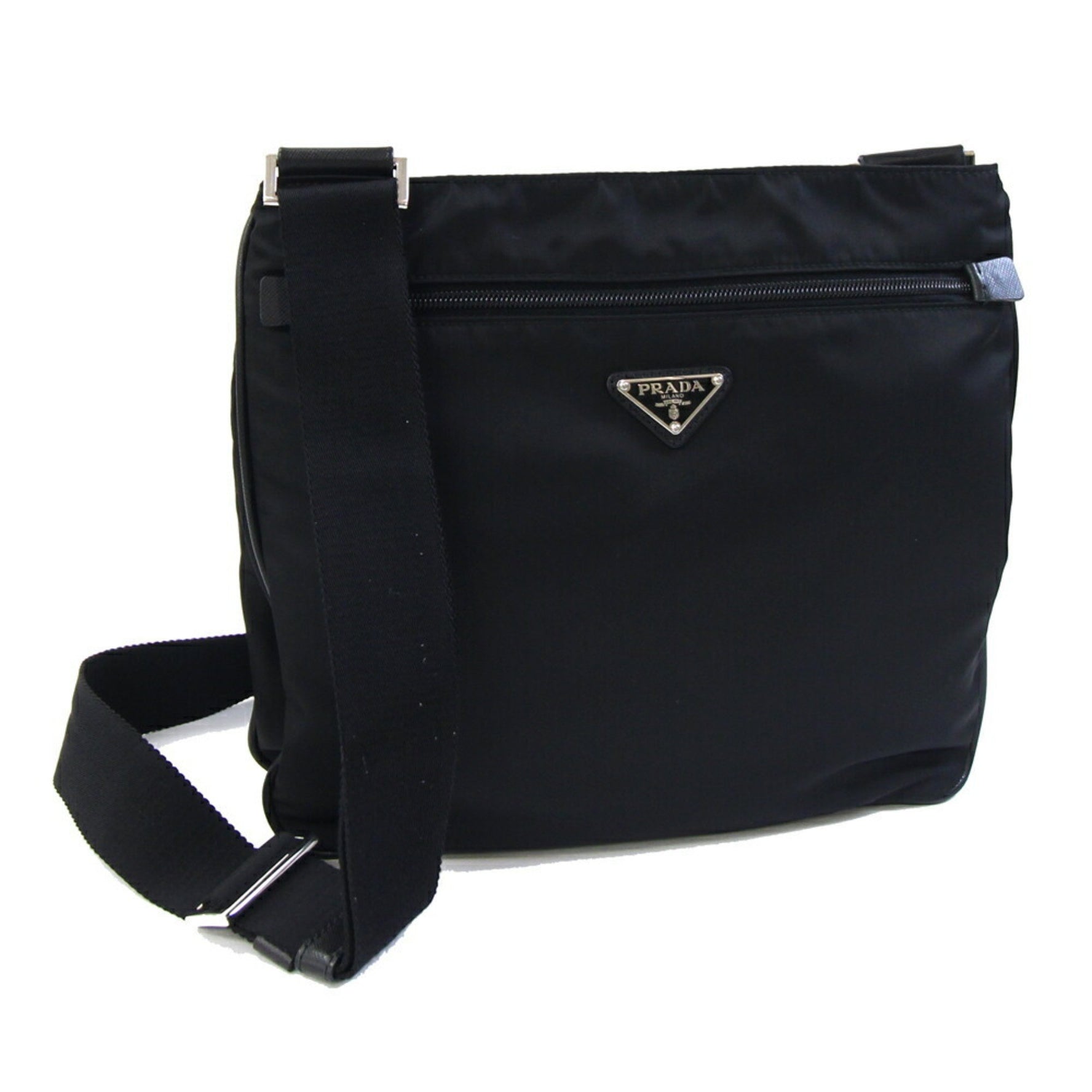 Prada Shoulder Bag Black Nylon Leather Crossbody