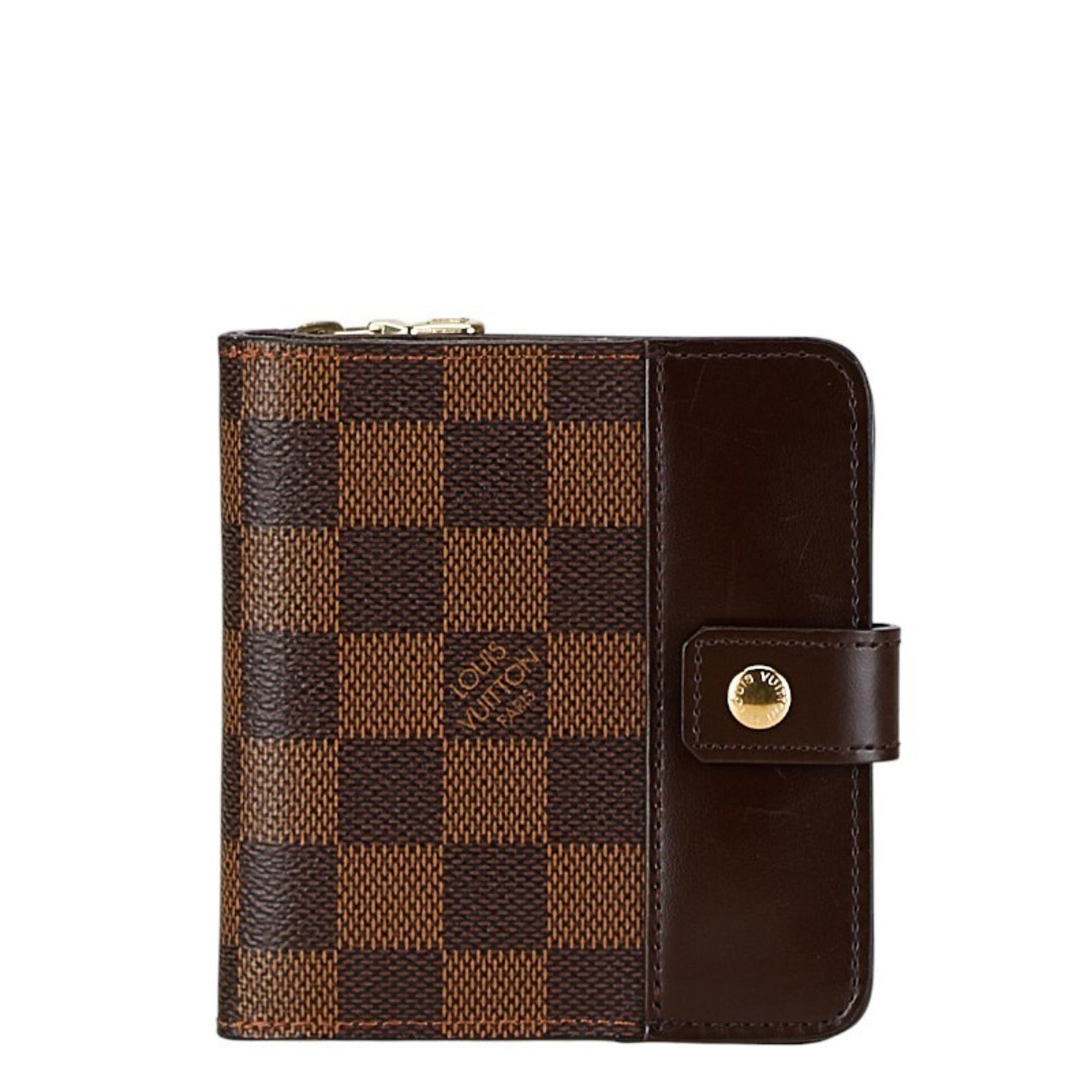 Louis Vuitton Damier Compact Zip Bi-fold Wallet Ebene Brown PVC Leather
