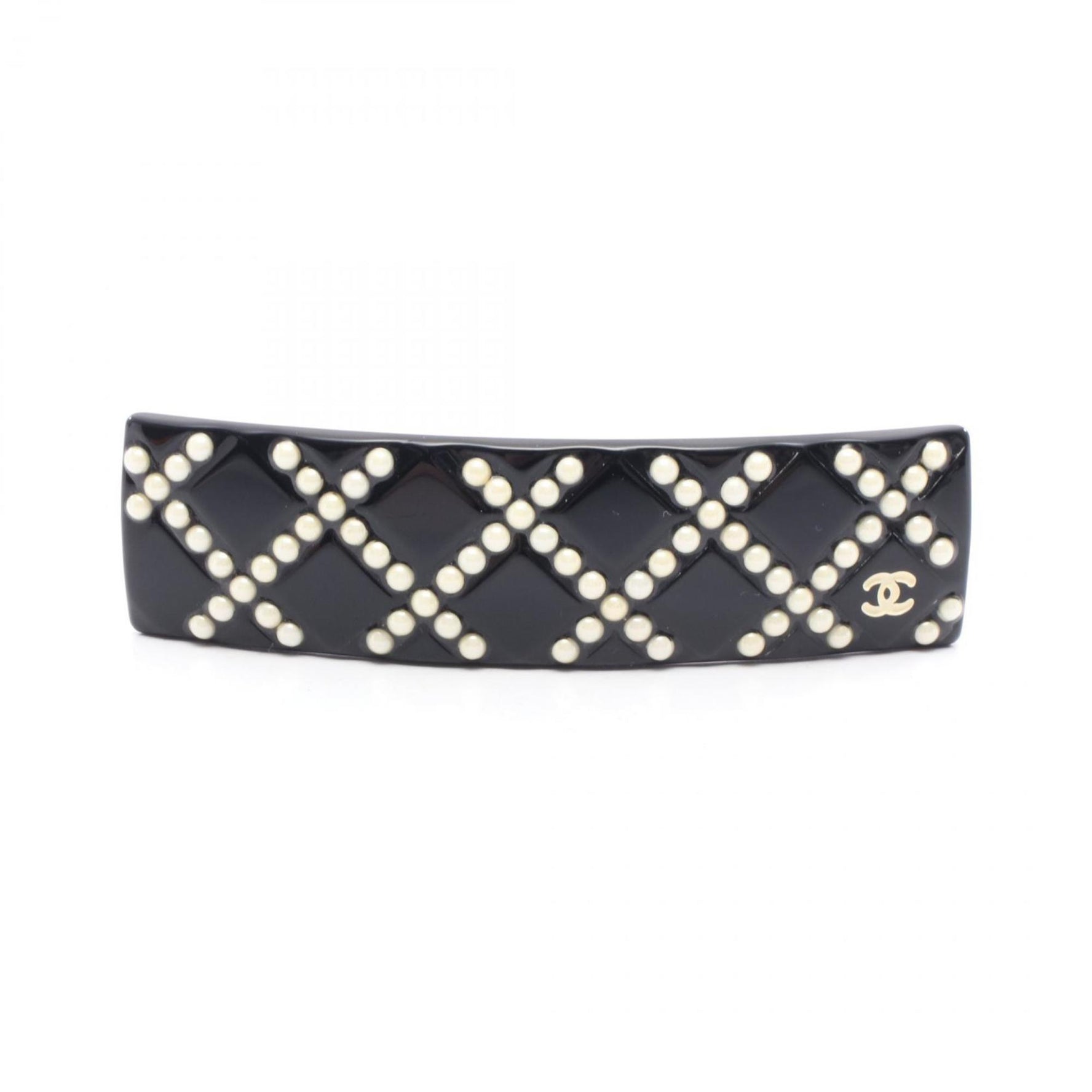 CHANEL Coco Mark Barrette Accessory, Plastic, Black/White
