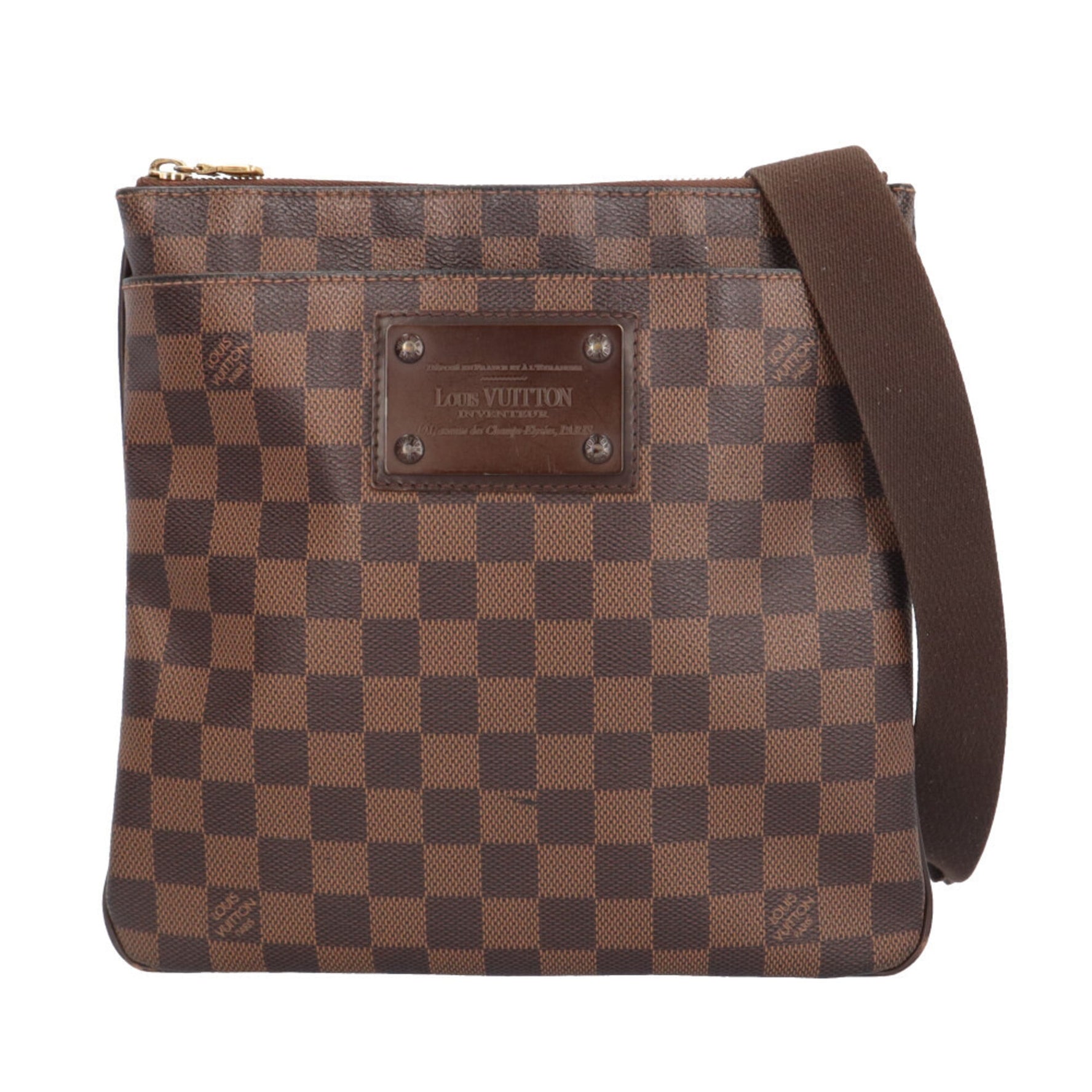 Louis Vuitton Pochette Plat Brooklyn Damier Shoulder Bag Canvas Brown Unisex LOUIS VUITTON