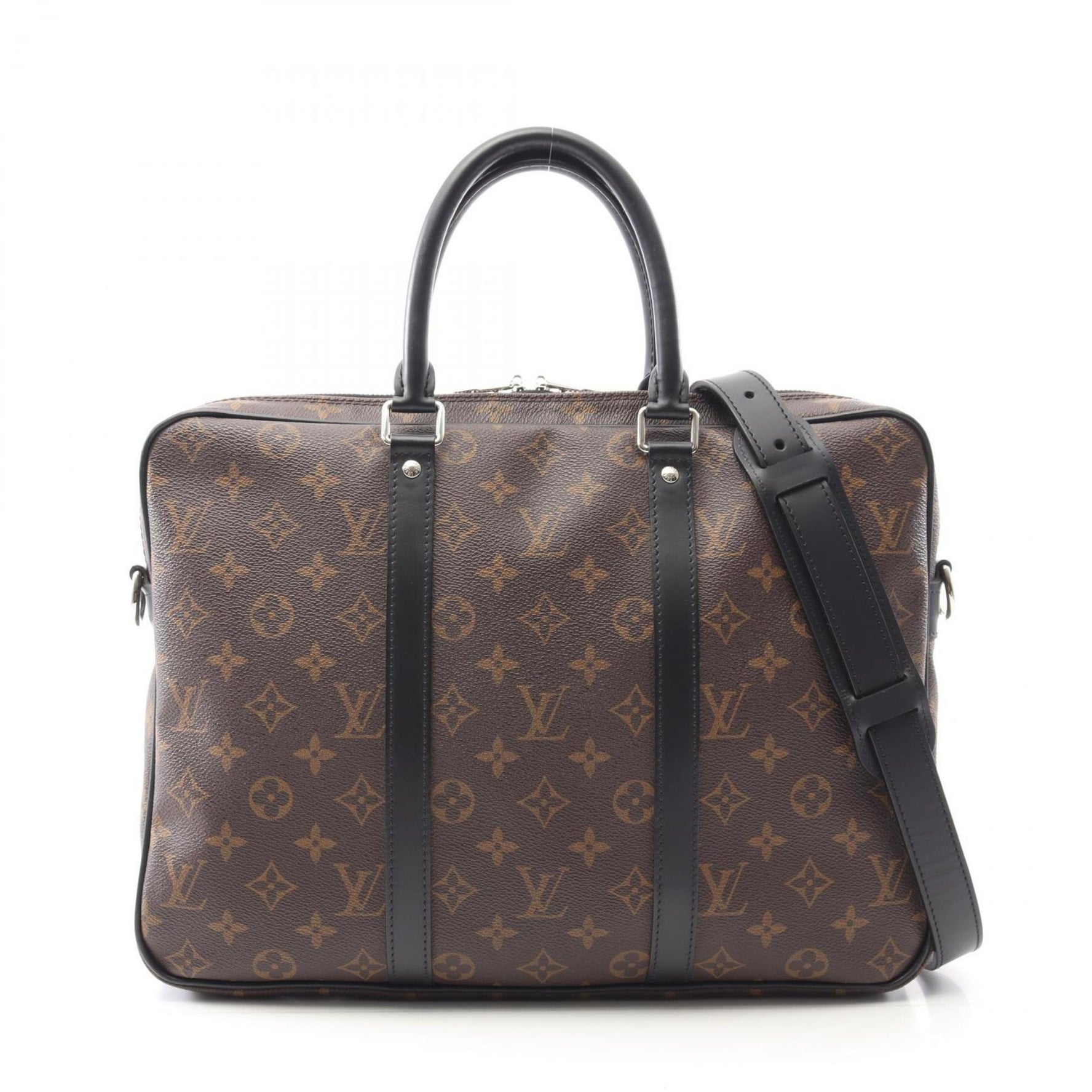 Louis Vuitton PDV PM Briefcase, Coated Canvas and Leather, Monogram Macassar, Brown Black