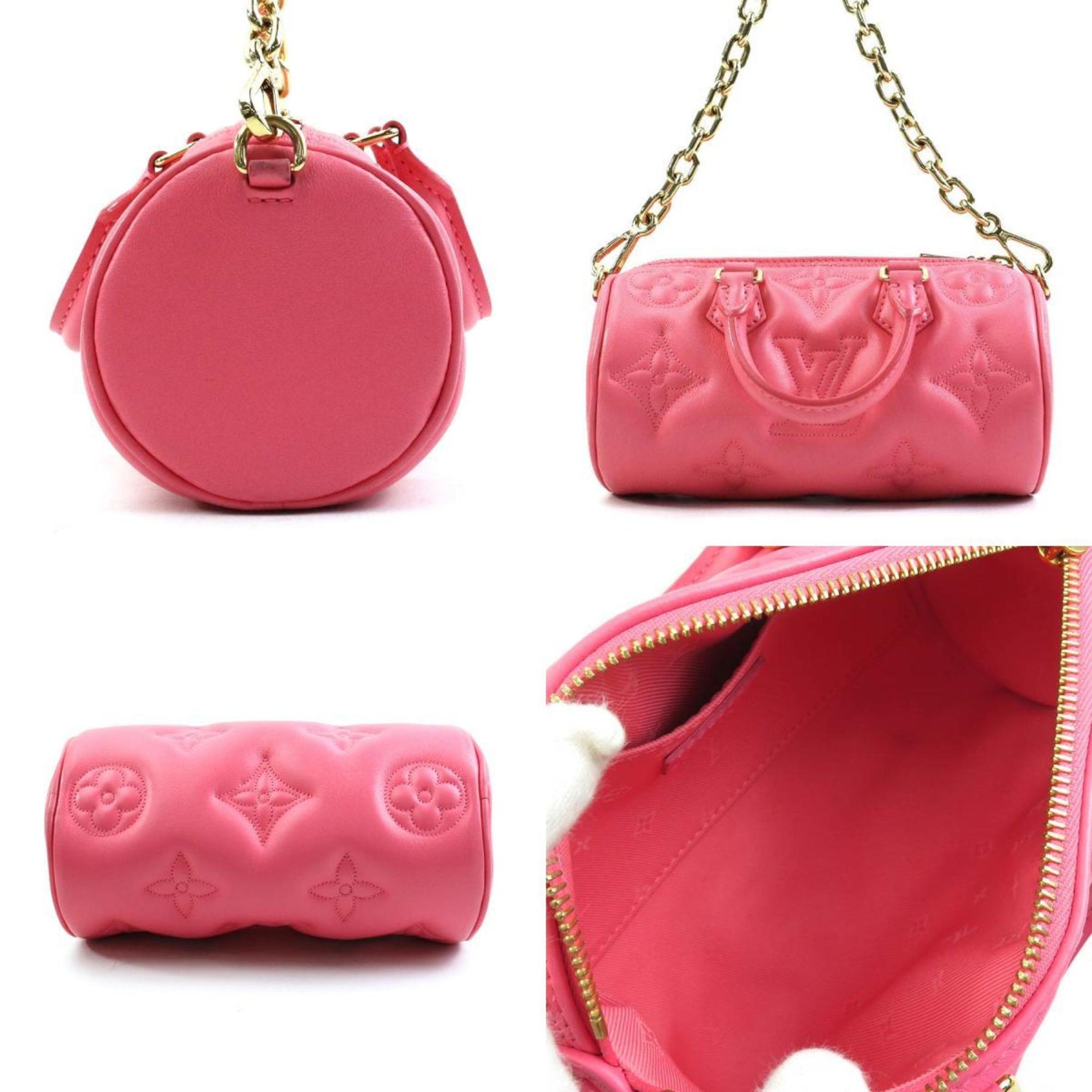 Louis Vuitton LOUIS VUITTON Handbag Shoulder Bag Bubble Gram Papillon BB Leather Gold