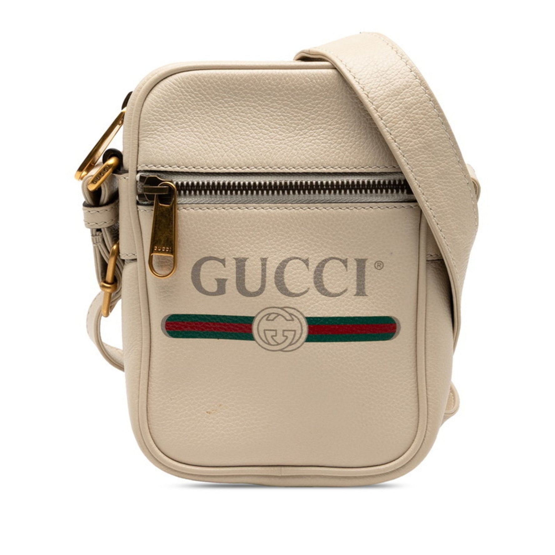 Gucci Logo Print Shoulder Bag Leather