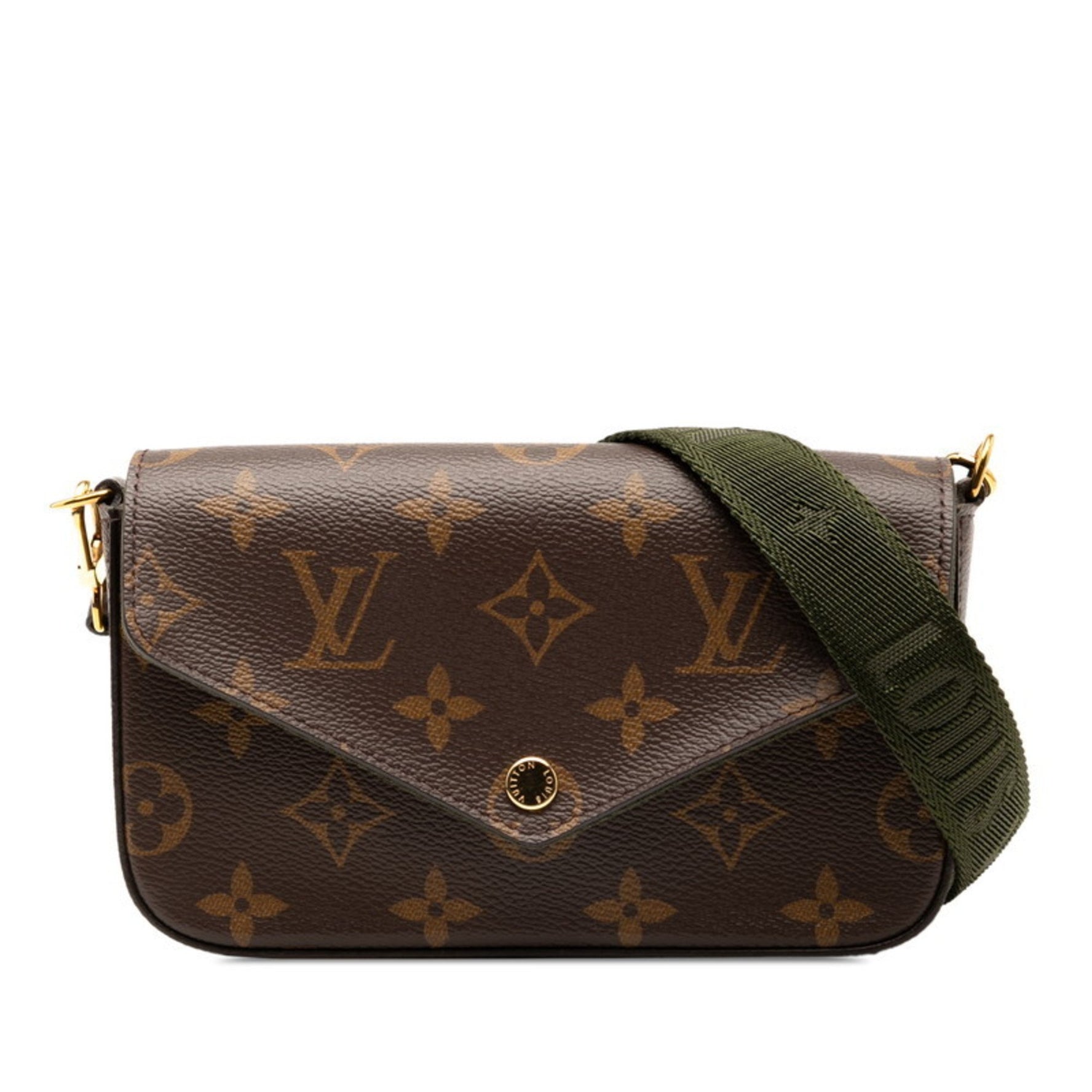 Louis Vuitton Monogram Multi Pochette Felicie Shoulder Bag Brown and Green Leather LOUIS VUITTON