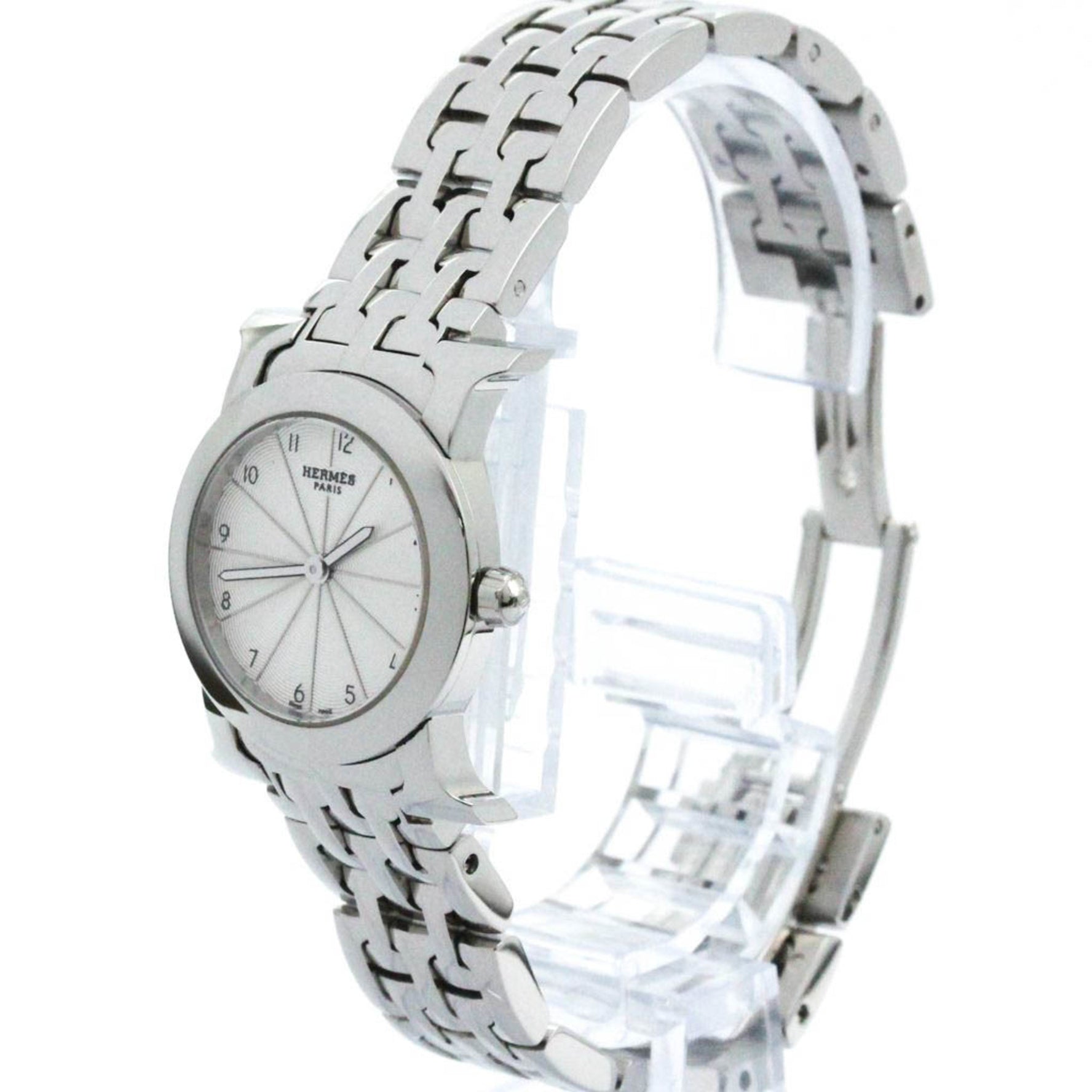 Polished HERMES H Watch Rond Steel Quartz Ladies Watch