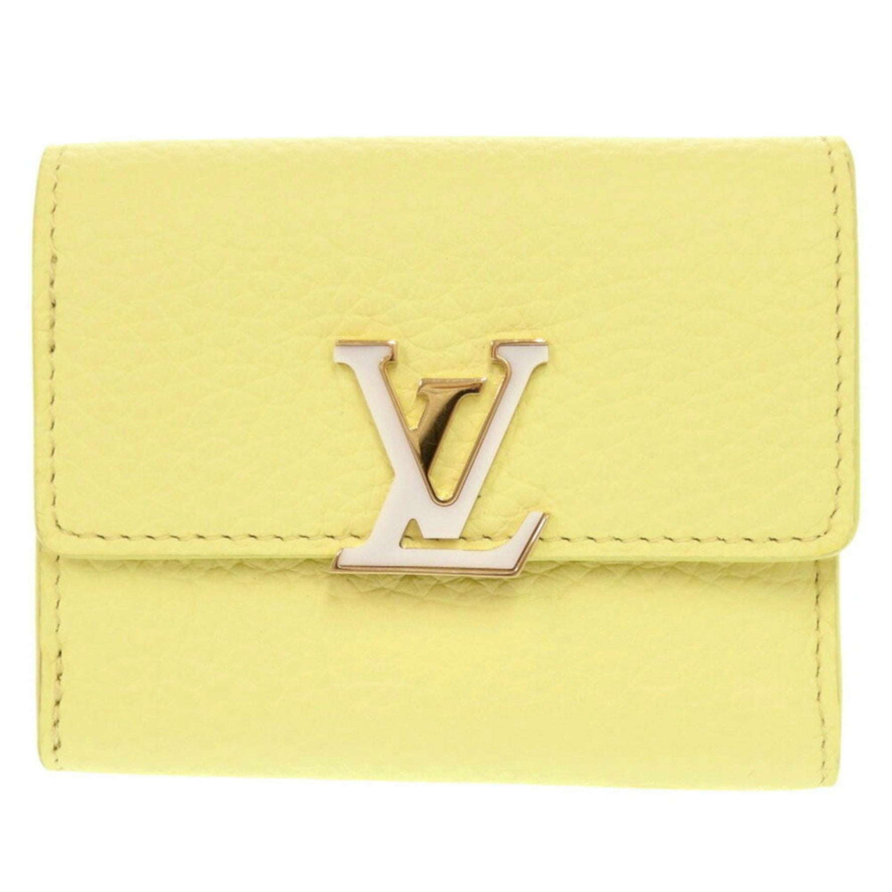 Like new Louis Vuitton Portefeuille Capucines XS M83610 IC chip Taurillon leather Yellow tri-fold wallet LV 0461LOUIS VUITTON