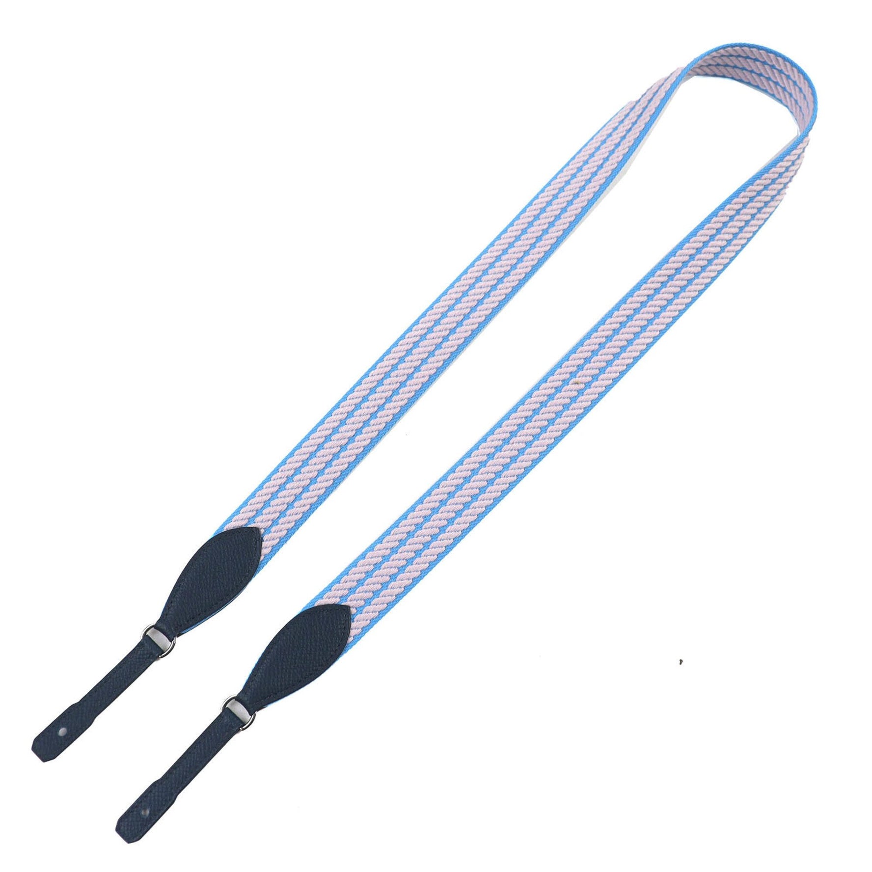 HERMES Caval To-Go Canvas and Leather Bag with Silver Hardware Shoulder Strap, Available in Blue, Gray, Navy, Includes Dust Bag, Made France