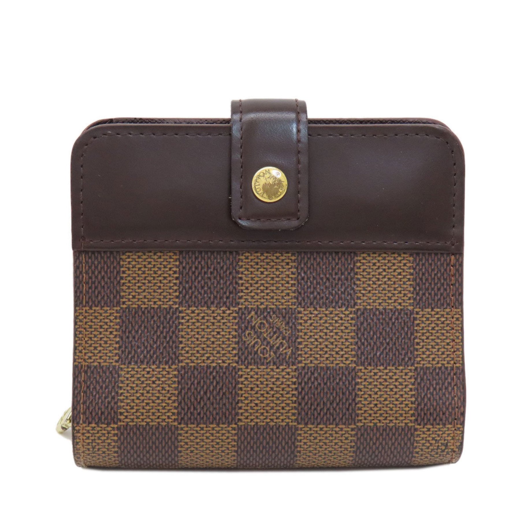 Louis Vuitton Compact Zip Damier Ebene Bi-fold Wallet Canvas