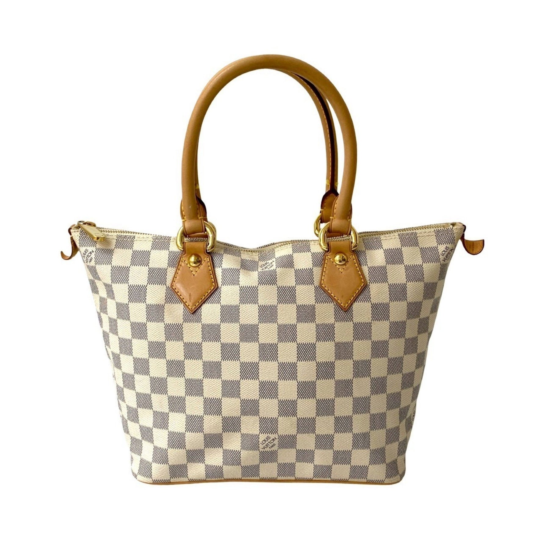 Louis Vuitton Saleya PM Damier Azur Leather Tote Bag, White/Beige