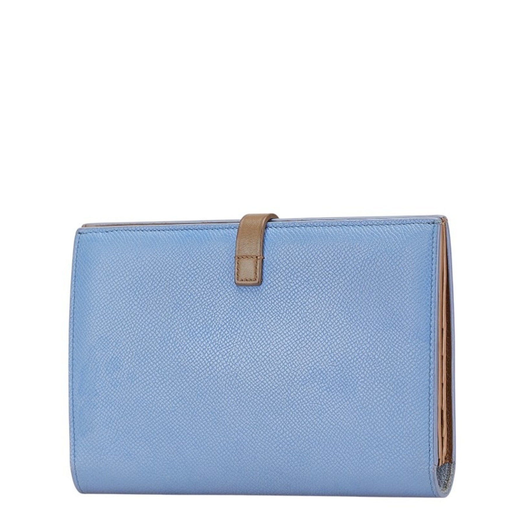 Celine Large Multi-Function Long Wallet in Blue and Greige Leather