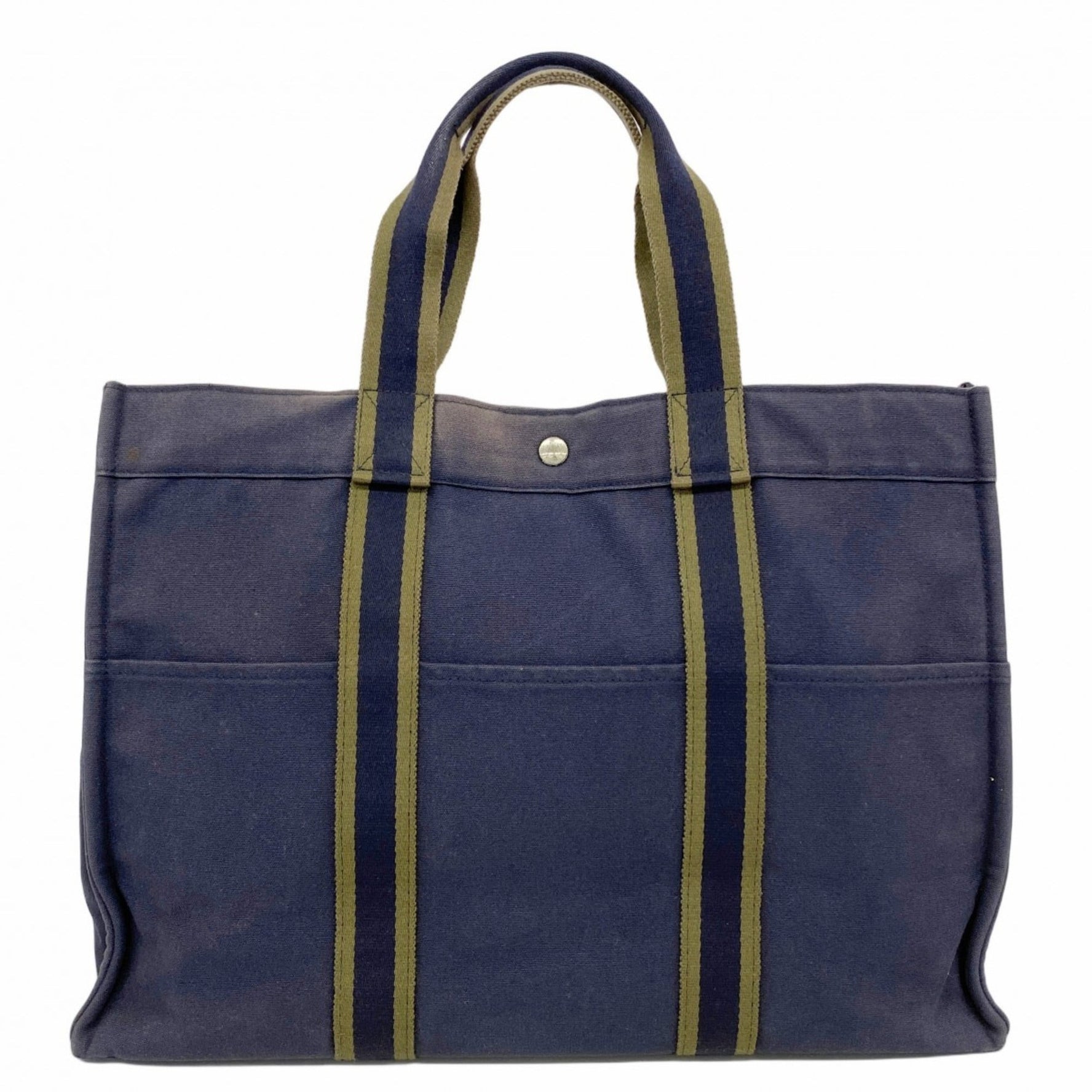 Hermes Hermès Foule GM Tote Bag, Canvas, Navy Green