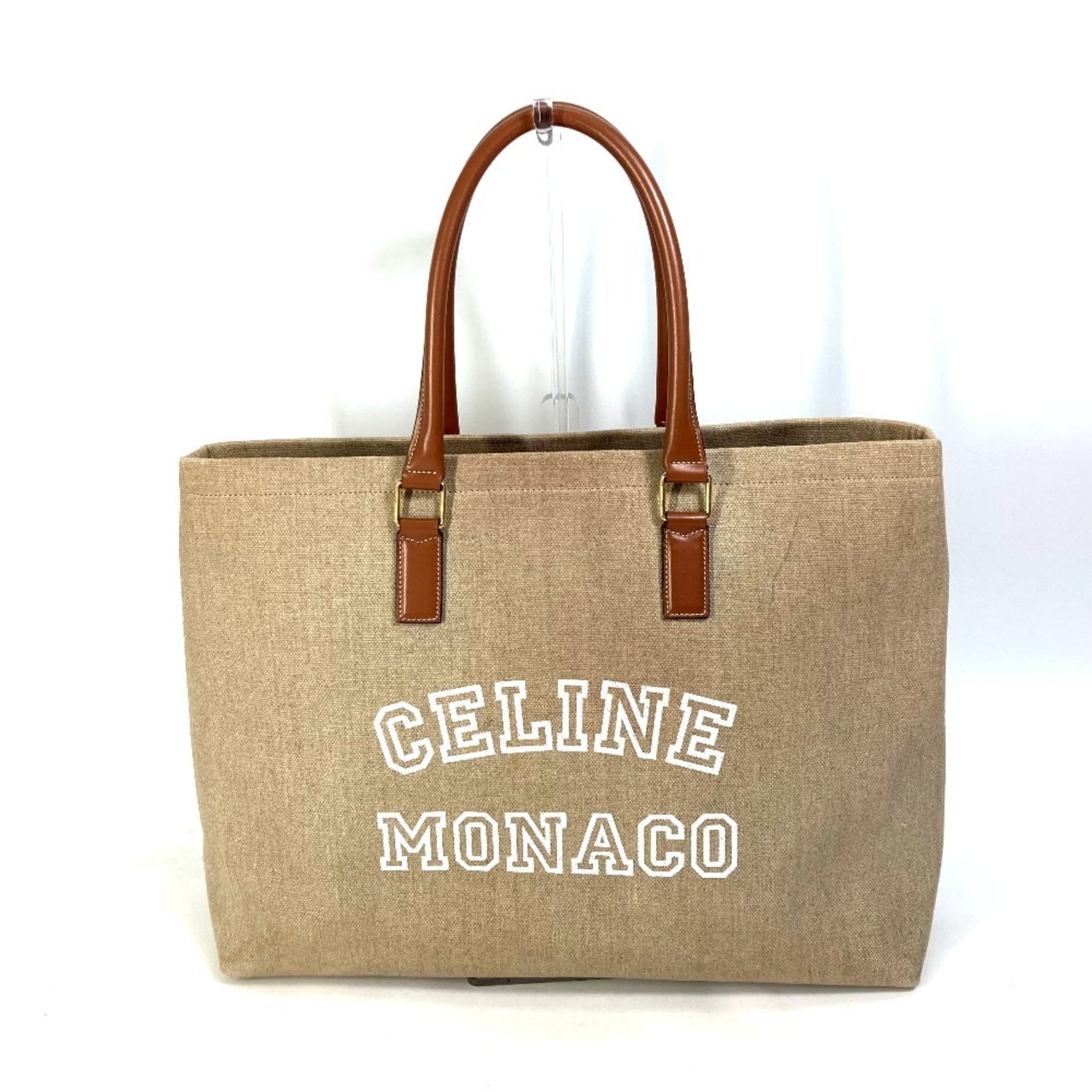 CELINE Horizontal Cabas Logo Tote Bag Shoulder Canvas/Leather