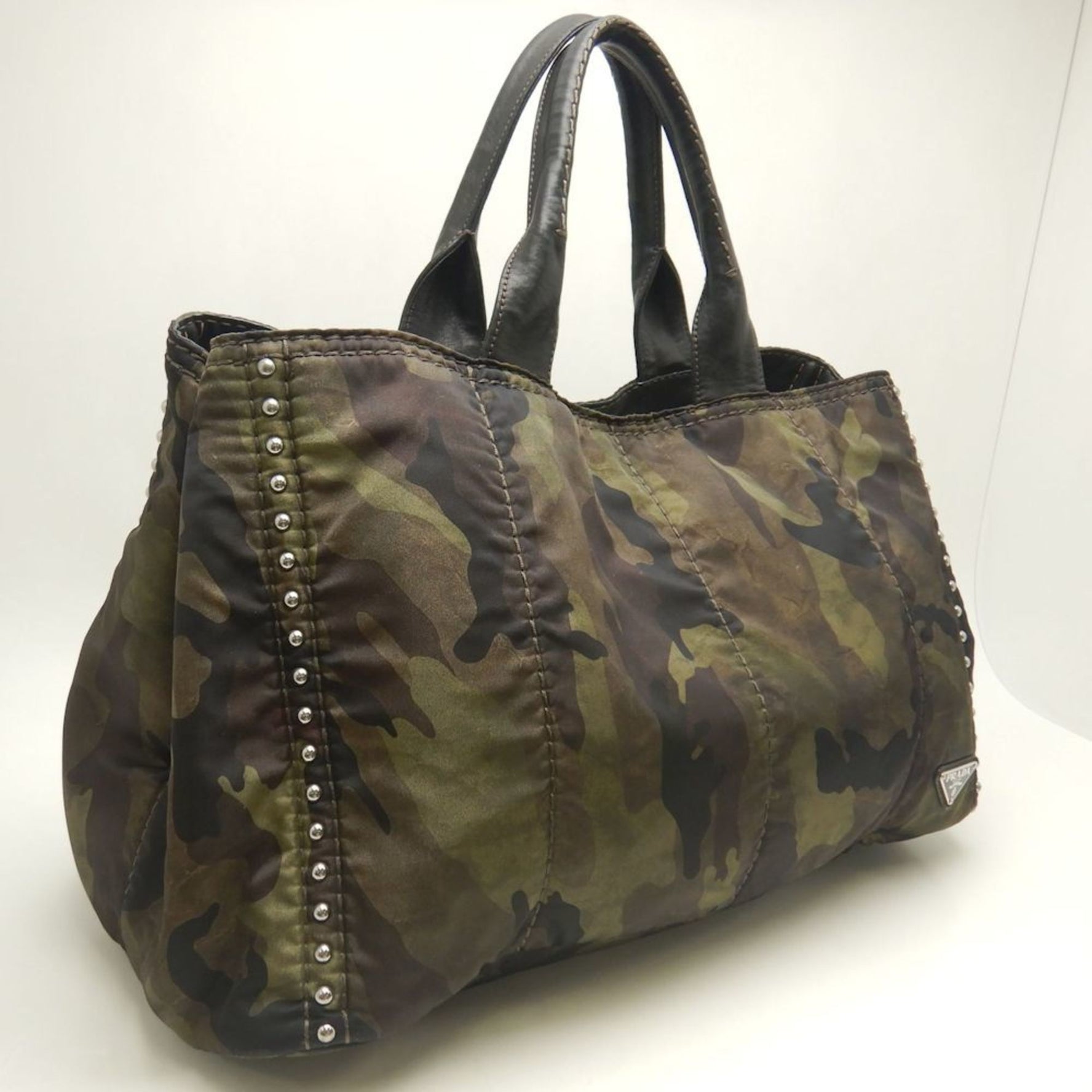 PRADA Tote Bag in Tessuto Nylon with Mimetico Camouflage Khaki