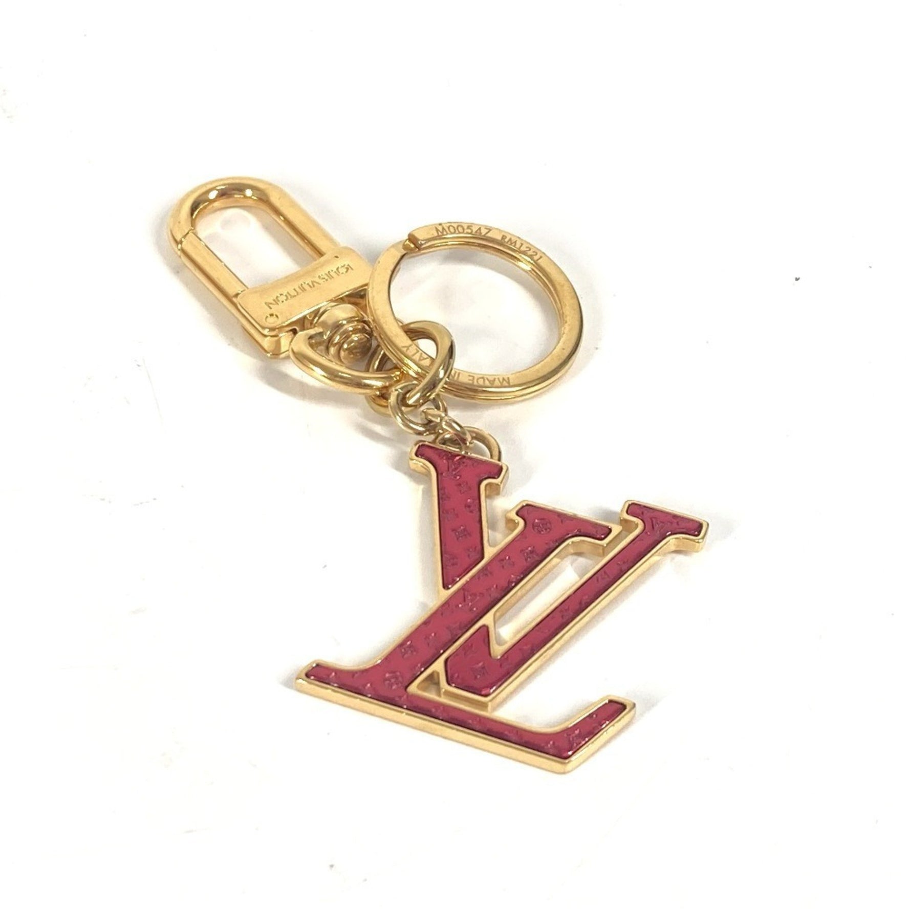 Louis Vuitton LV Logo Porte Cle Nanogram Bag Charm Keychain Metal Men's Red
