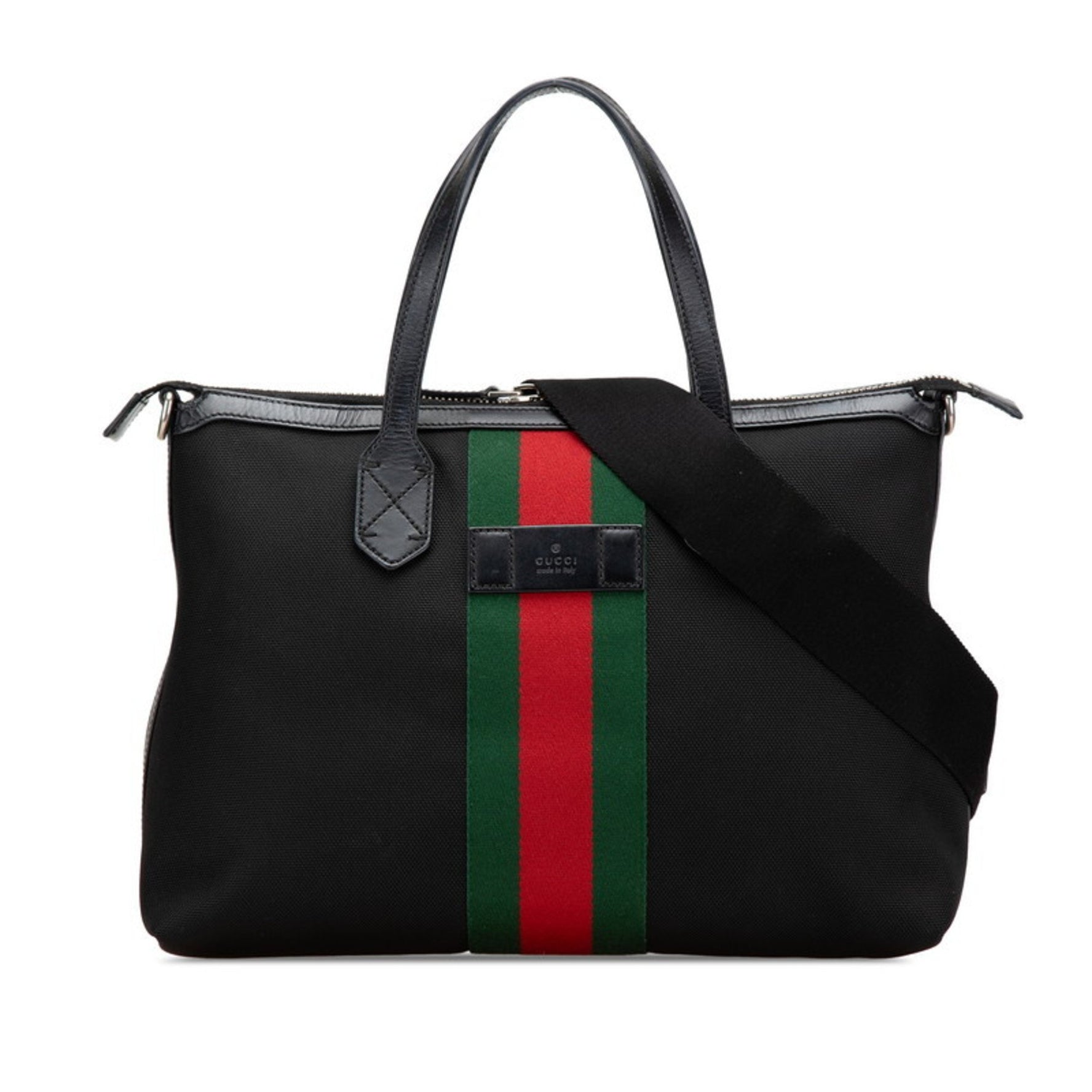Gucci Sherry Line Shoulder Bag/Tote Bag, 2-Way, 630923, Black Canvas and Leather, Women's, GUCCI