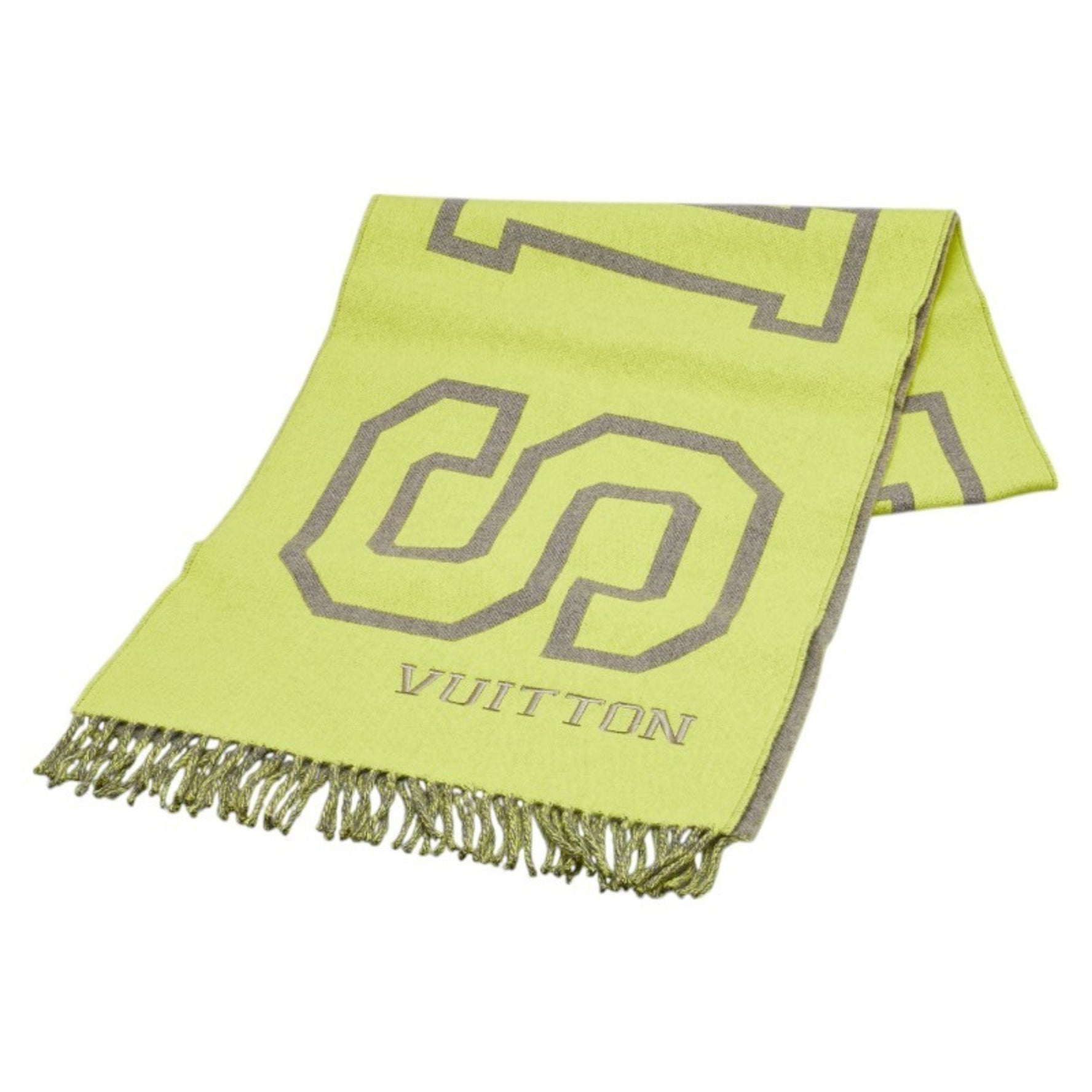 Louis Vuitton Echarpe City Fluo Scarf Yellow Gray Wool Cashmere LOUIS VUITTON